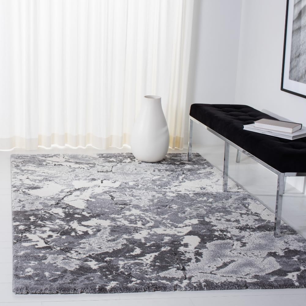 image:imageSAFAVIEH Area Rug 8x10 Cyrus Shag Collection Large Grey amp Ivory Modern Abstract Design NonShedding amp Easy Cleaning Ideal for Living Room Bedroom Office Dining Space CYR122FGreyIvory