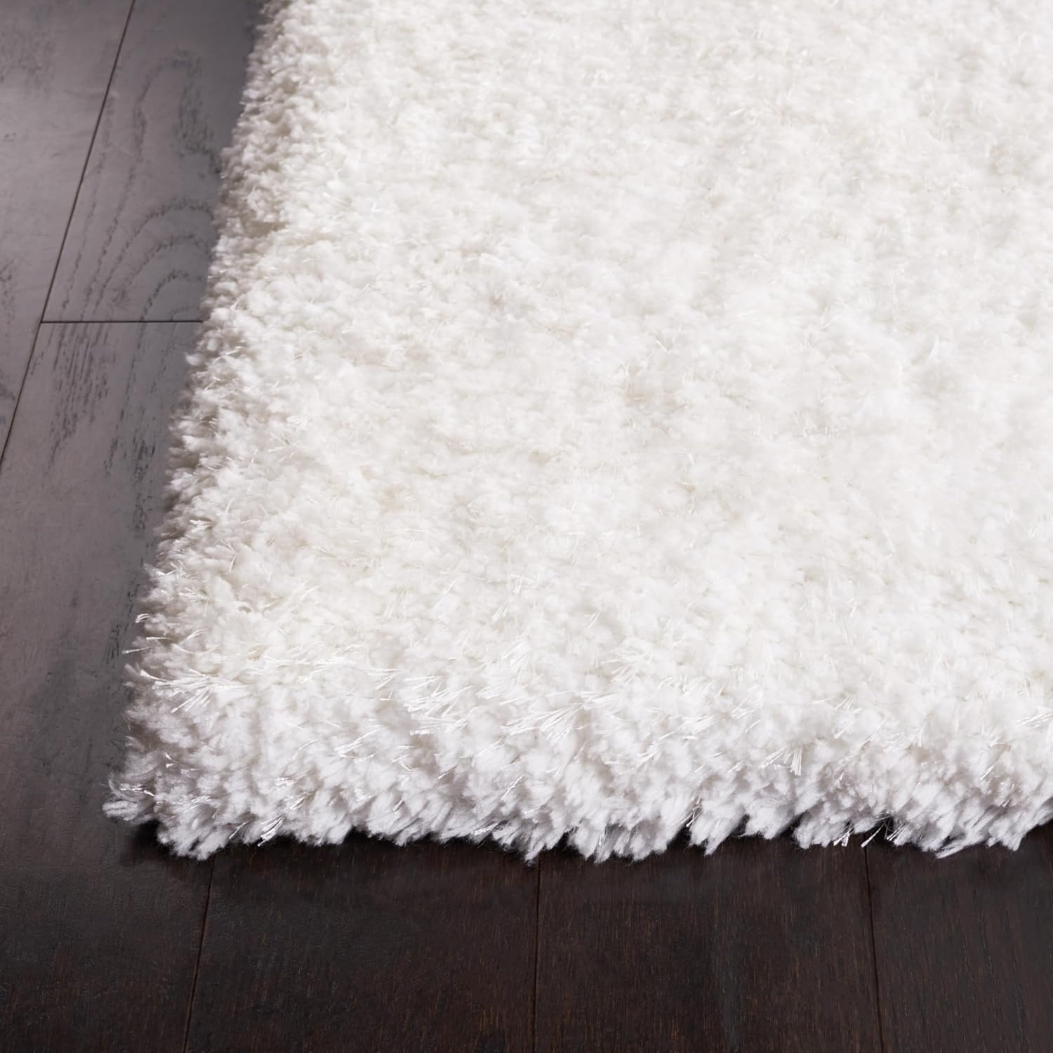 image:imageSAFAVIEH Area Rug 8x10 Express Shag Collection Large Silver Handmade Ultra Plush Thick Pile Ideal for Living Room Bedroom Dining Space SGE620CIvory