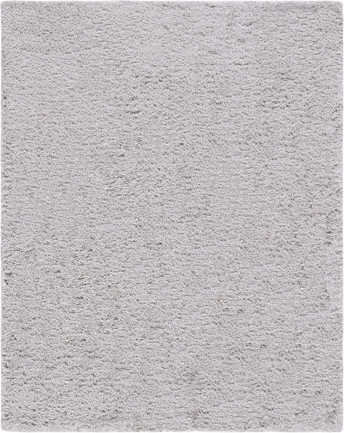 image:imageSAFAVIEH Area Rug 8x10 Express Shag Collection Large Silver Handmade Ultra Plush Thick Pile Ideal for Living Room Bedroom Dining Space SGE620CSilver