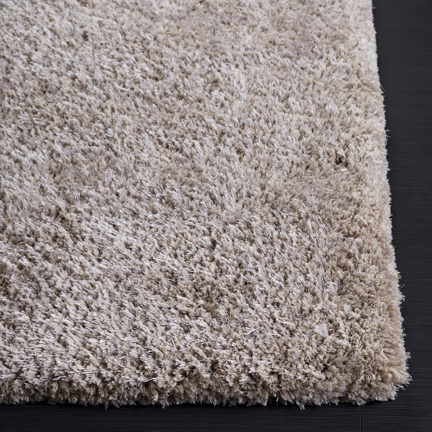 image:imageSAFAVIEH Area Rug 8x10 Express Shag Collection Large Silver Handmade Ultra Plush Thick Pile Ideal for Living Room Bedroom Dining Space SGE620CSilver