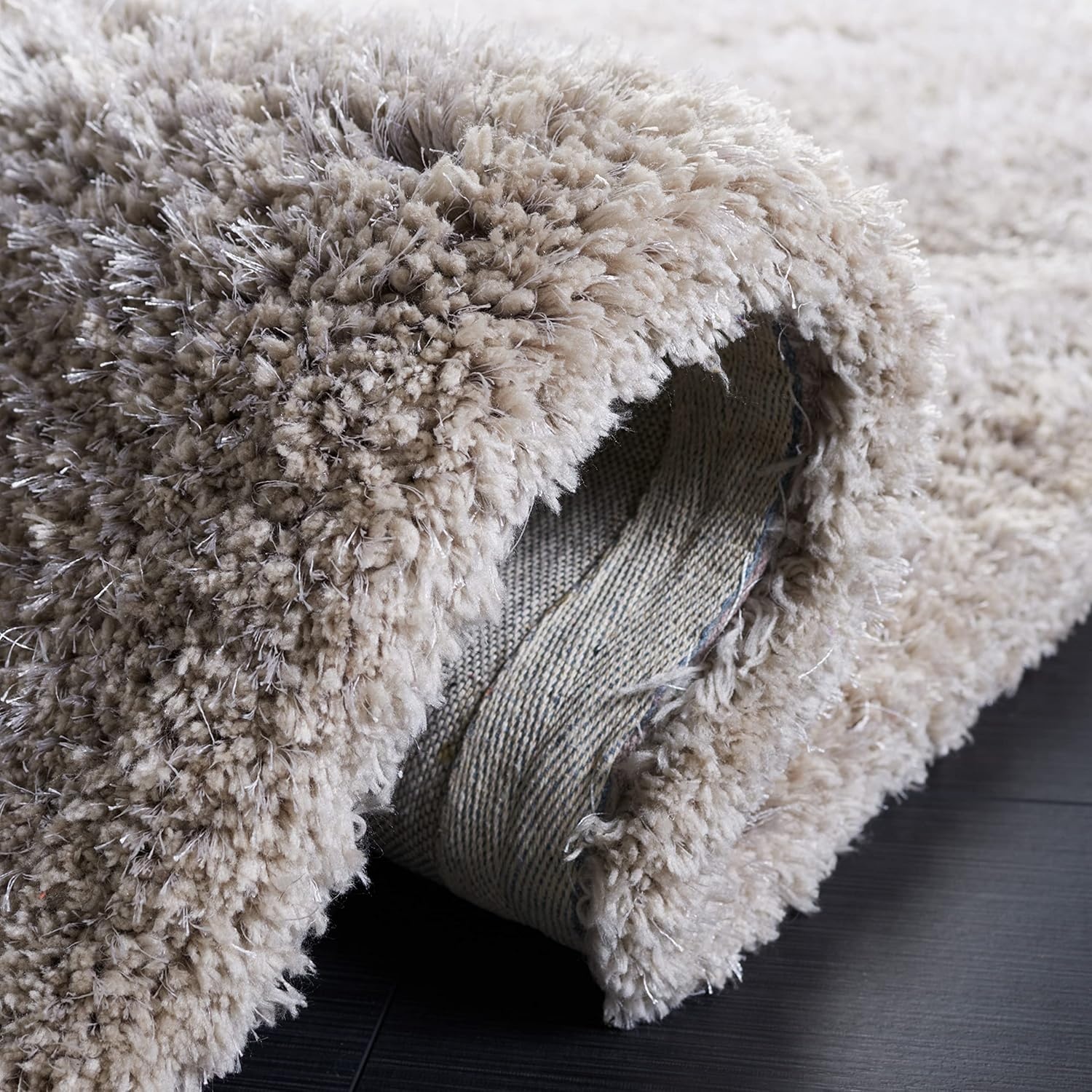 image:imageSAFAVIEH Area Rug 8x10 Express Shag Collection Large Silver Handmade Ultra Plush Thick Pile Ideal for Living Room Bedroom Dining Space SGE620CSilver