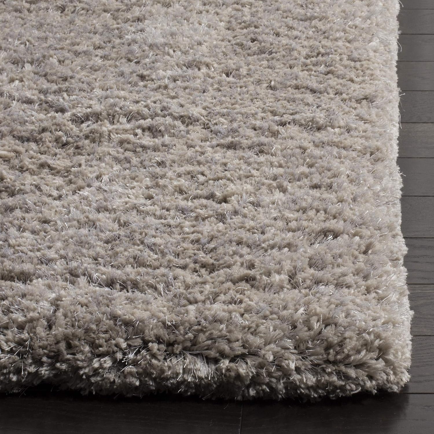 image:imageSAFAVIEH Area Rug 8x10 Express Shag Collection Large Silver Handmade Ultra Plush Thick Pile Ideal for Living Room Bedroom Dining Space SGE620CSilver