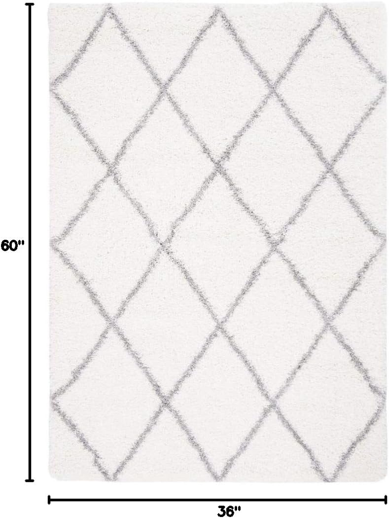 image:imageSAFAVIEH Area Rug 8x10 Fontana Shag Collection Large Grey amp Cream Trellis Pattern NonShedding amp Easy Cleaning Ultra Plush Thick Pile Ideal for Living Room Bedroom Dining Space FNT815GCreamGrey