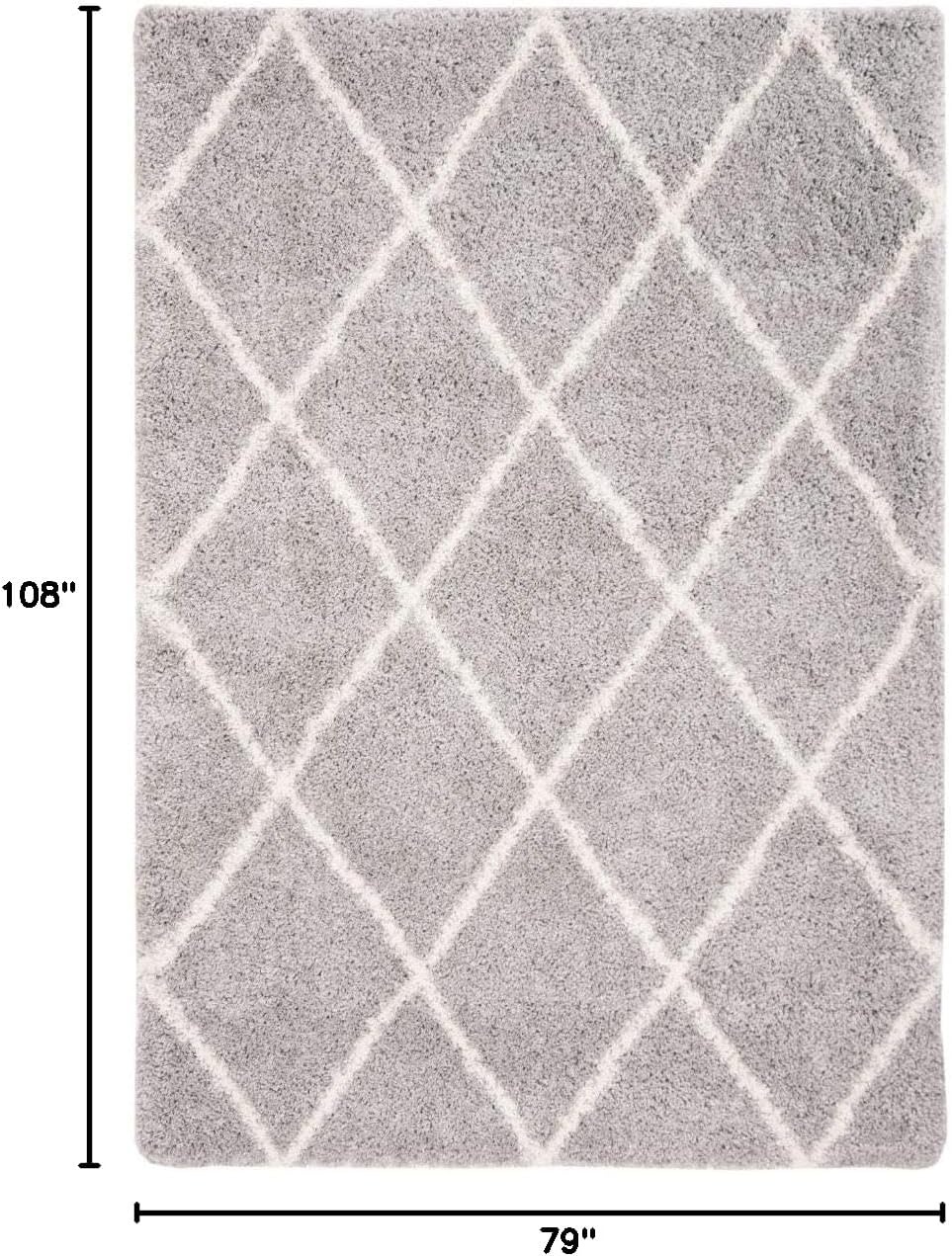 image:imageSAFAVIEH Area Rug 8x10 Fontana Shag Collection Large Grey amp Cream Trellis Pattern NonShedding amp Easy Cleaning Ultra Plush Thick Pile Ideal for Living Room Bedroom Dining Space FNT815GGreyCream