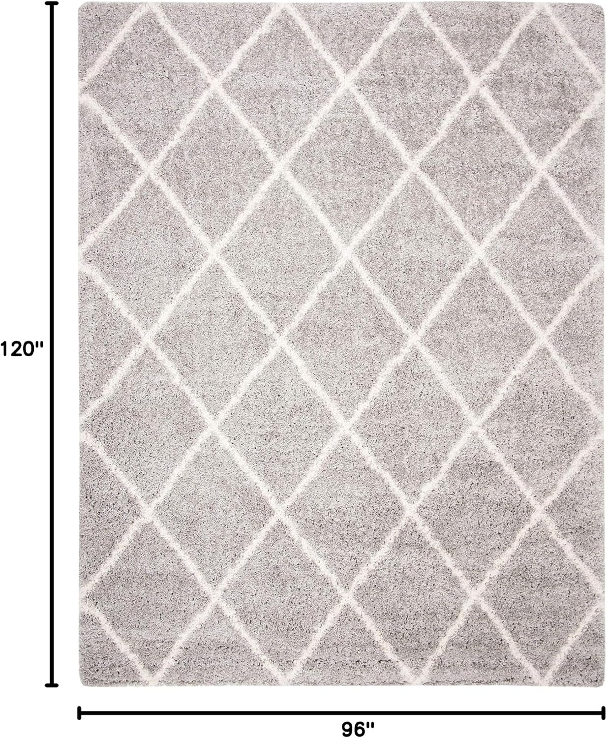 image:imageSAFAVIEH Area Rug 8x10 Fontana Shag Collection Large Grey amp Cream Trellis Pattern NonShedding amp Easy Cleaning Ultra Plush Thick Pile Ideal for Living Room Bedroom Dining Space FNT815GGreyCream