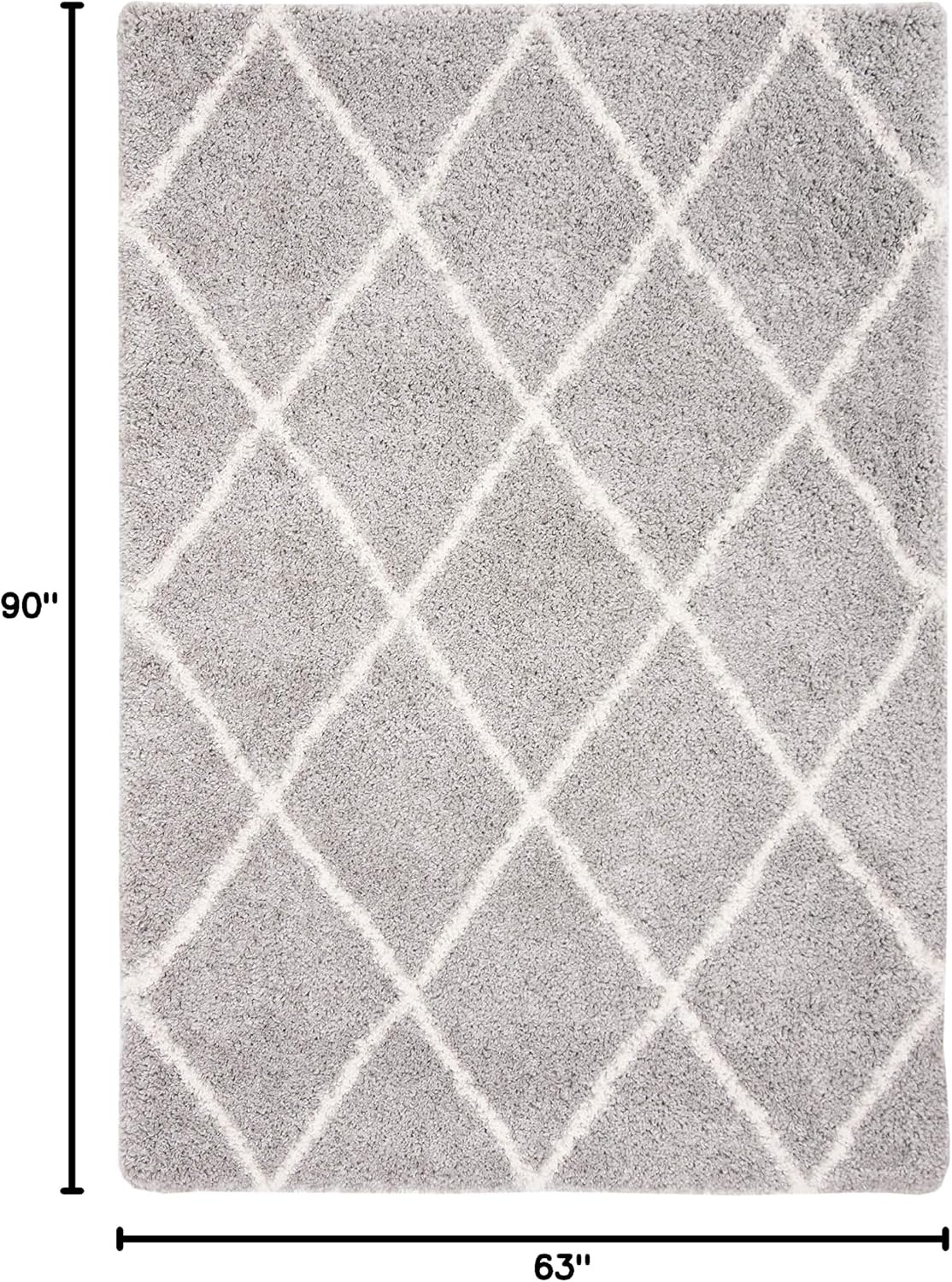 image:imageSAFAVIEH Area Rug 8x10 Fontana Shag Collection Large Grey amp Cream Trellis Pattern NonShedding amp Easy Cleaning Ultra Plush Thick Pile Ideal for Living Room Bedroom Dining Space FNT815GGreyCream