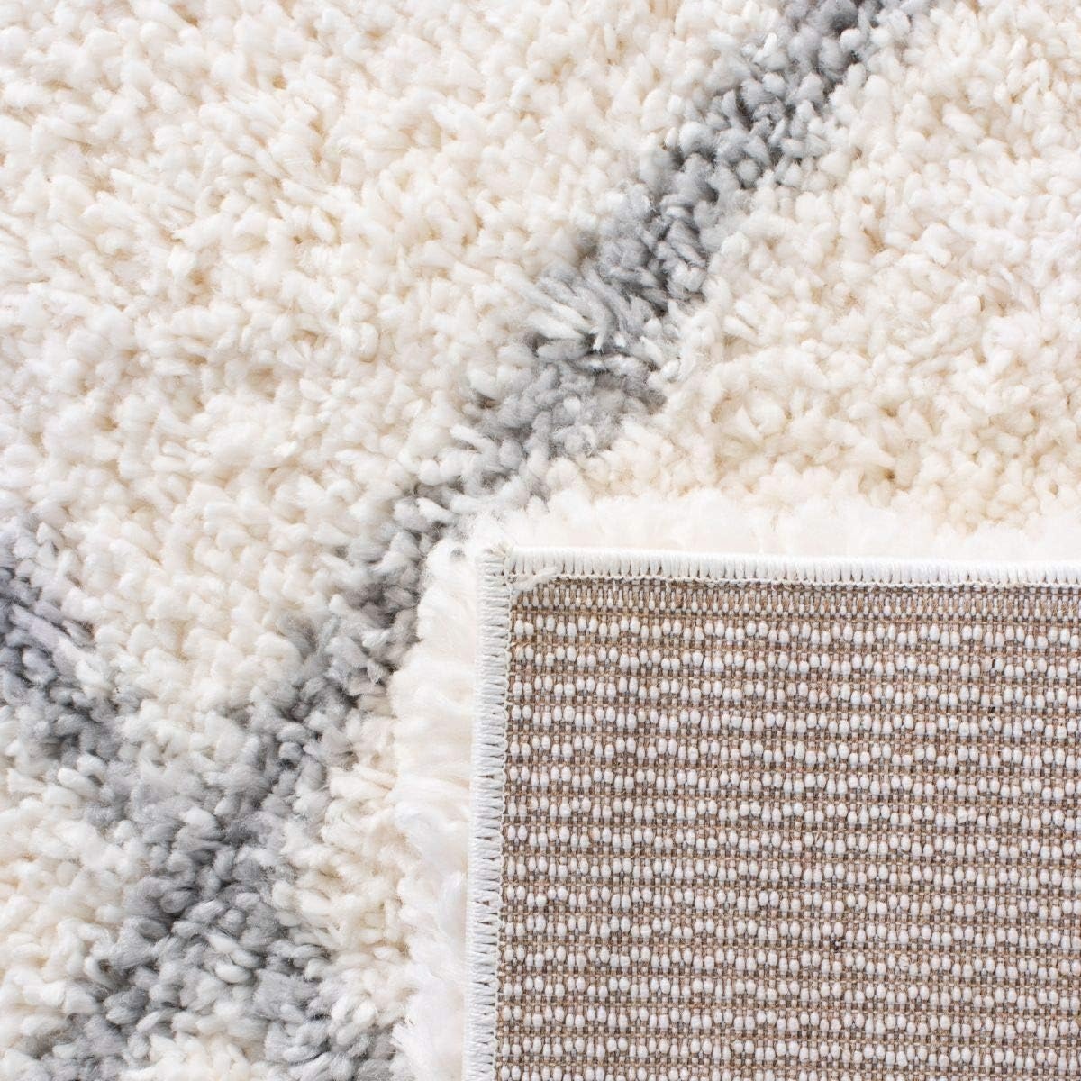 image:imageSAFAVIEH Area Rug 8x10 Fontana Shag Collection Large Grey amp Cream Trellis Pattern NonShedding amp Easy Cleaning Ultra Plush Thick Pile Ideal for Living Room Bedroom Dining Space FNT815GCreamGrey