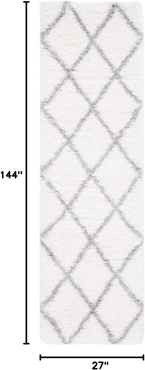 image:imageSAFAVIEH Area Rug 8x10 Fontana Shag Collection Large Grey amp Cream Trellis Pattern NonShedding amp Easy Cleaning Ultra Plush Thick Pile Ideal for Living Room Bedroom Dining Space FNT815GCreamGrey