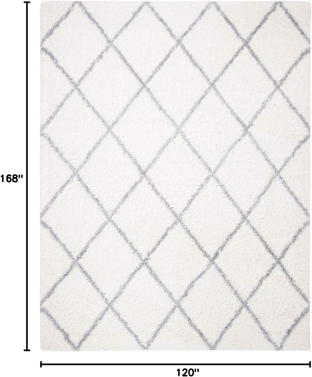 image:imageSAFAVIEH Area Rug 8x10 Fontana Shag Collection Large Grey amp Cream Trellis Pattern NonShedding amp Easy Cleaning Ultra Plush Thick Pile Ideal for Living Room Bedroom Dining Space FNT815GCreamGrey