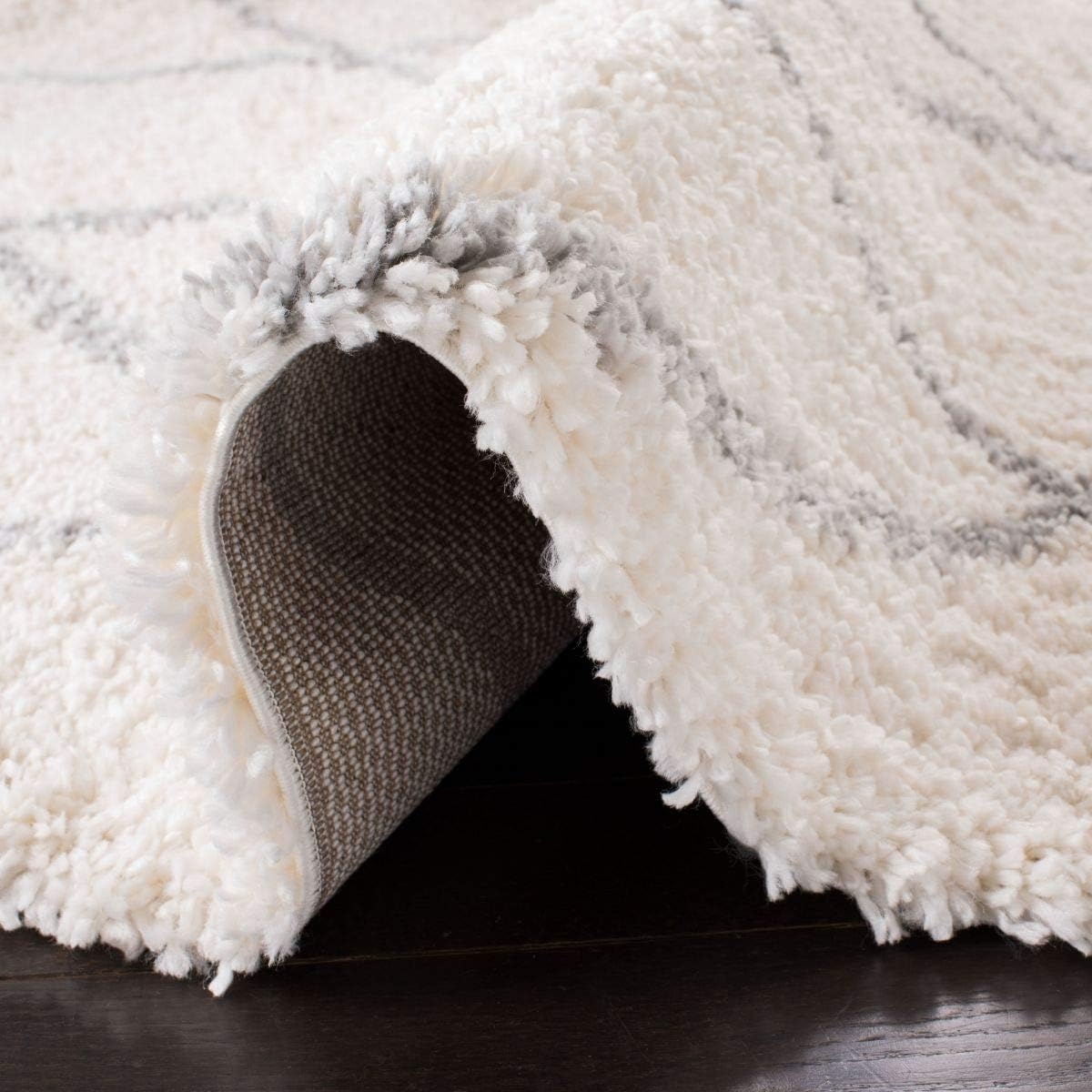 image:imageSAFAVIEH Area Rug 8x10 Fontana Shag Collection Large Grey amp Cream Trellis Pattern NonShedding amp Easy Cleaning Ultra Plush Thick Pile Ideal for Living Room Bedroom Dining Space FNT815GCreamGrey