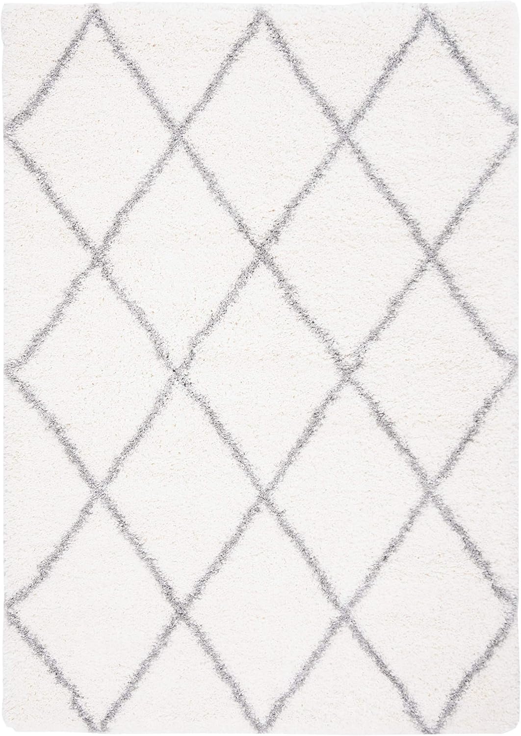 image:imageSAFAVIEH Area Rug 8x10 Fontana Shag Collection Large Grey amp Cream Trellis Pattern NonShedding amp Easy Cleaning Ultra Plush Thick Pile Ideal for Living Room Bedroom Dining Space FNT815GCreamGrey