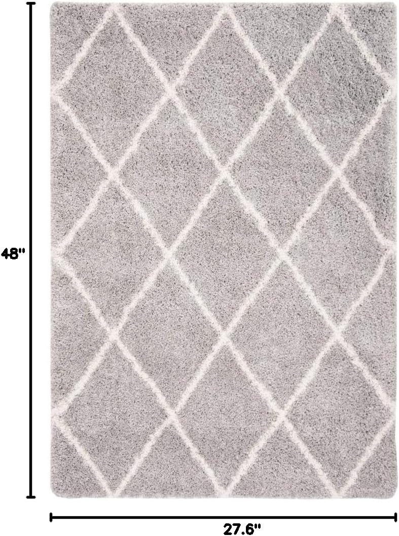 image:imageSAFAVIEH Area Rug 8x10 Fontana Shag Collection Large Grey amp Cream Trellis Pattern NonShedding amp Easy Cleaning Ultra Plush Thick Pile Ideal for Living Room Bedroom Dining Space FNT815GGreyCream