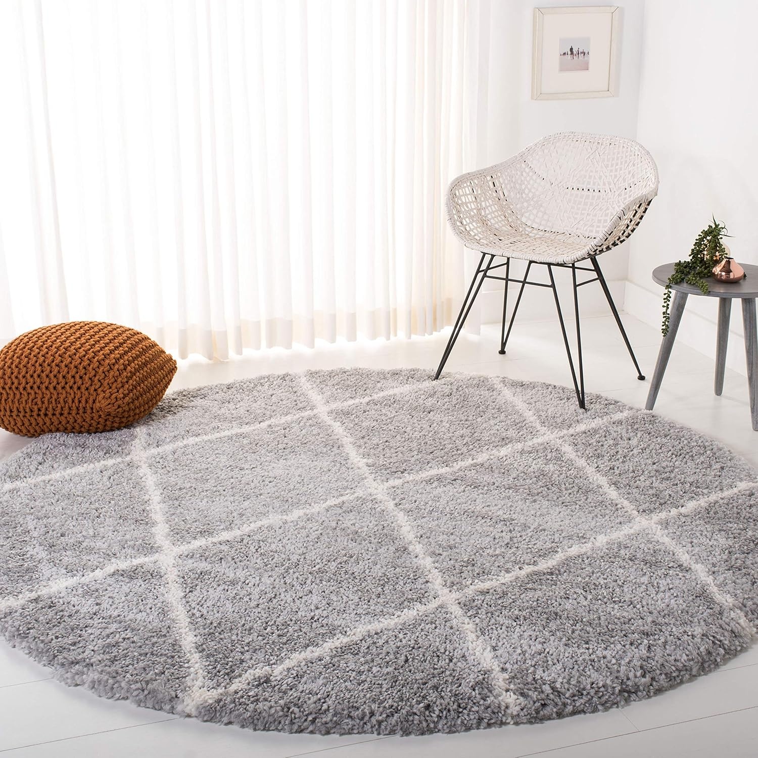 image:imageSAFAVIEH Area Rug 8x10 Fontana Shag Collection Large Grey amp Cream Trellis Pattern NonShedding amp Easy Cleaning Ultra Plush Thick Pile Ideal for Living Room Bedroom Dining Space FNT815GGreyCream
