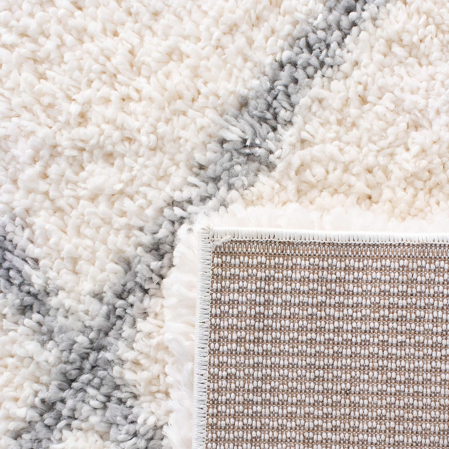 image:imageSAFAVIEH Area Rug 8x10 Fontana Shag Collection Large Grey amp Cream Trellis Pattern NonShedding amp Easy Cleaning Ultra Plush Thick Pile Ideal for Living Room Bedroom Dining Space FNT815GCreamGrey