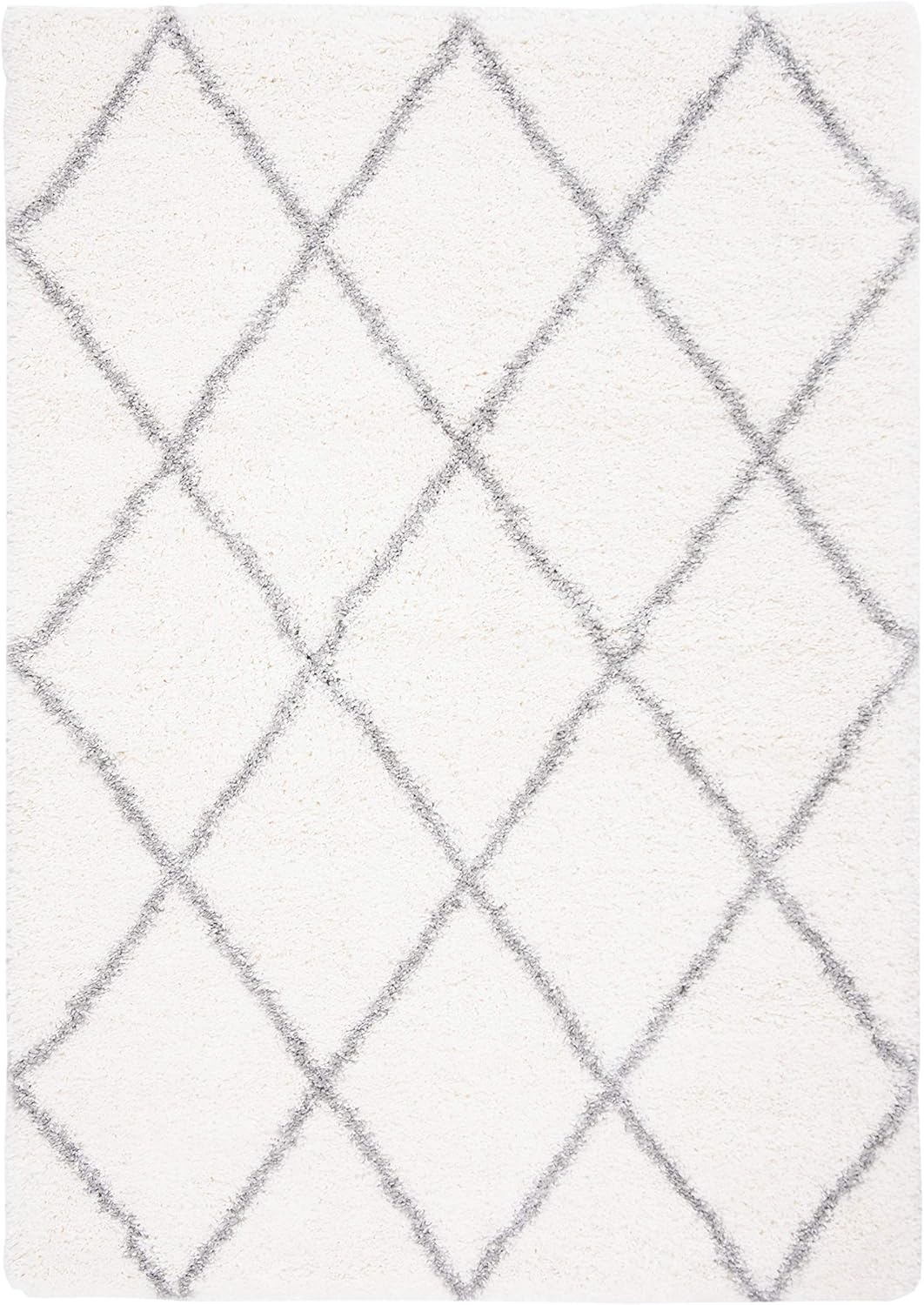 image:imageSAFAVIEH Area Rug 8x10 Fontana Shag Collection Large Grey amp Cream Trellis Pattern NonShedding amp Easy Cleaning Ultra Plush Thick Pile Ideal for Living Room Bedroom Dining Space FNT815GCreamGrey