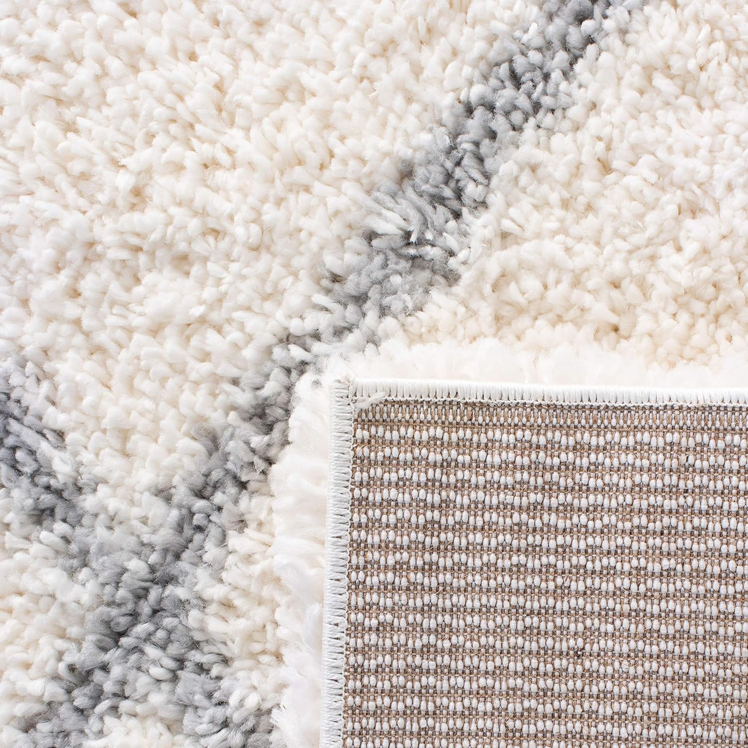 image:imageSAFAVIEH Area Rug 8x10 Fontana Shag Collection Large Grey amp Cream Trellis Pattern NonShedding amp Easy Cleaning Ultra Plush Thick Pile Ideal for Living Room Bedroom Dining Space FNT815GCreamGrey