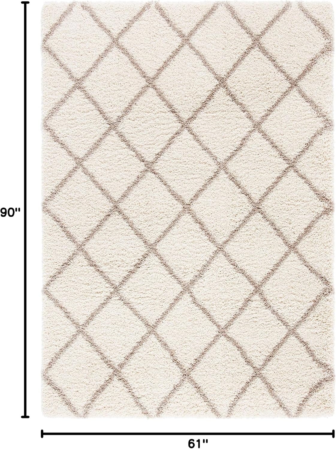 image:imageSAFAVIEH Area Rug 8x10 Hudson Shag Collection Large Ivory amp Grey Trellis Pattern NonShedding amp Easy Cleaning Ultra Plush Thick Pile Ideal for Living Room Bedroom Dining Space SGH222DIvoryBeige
