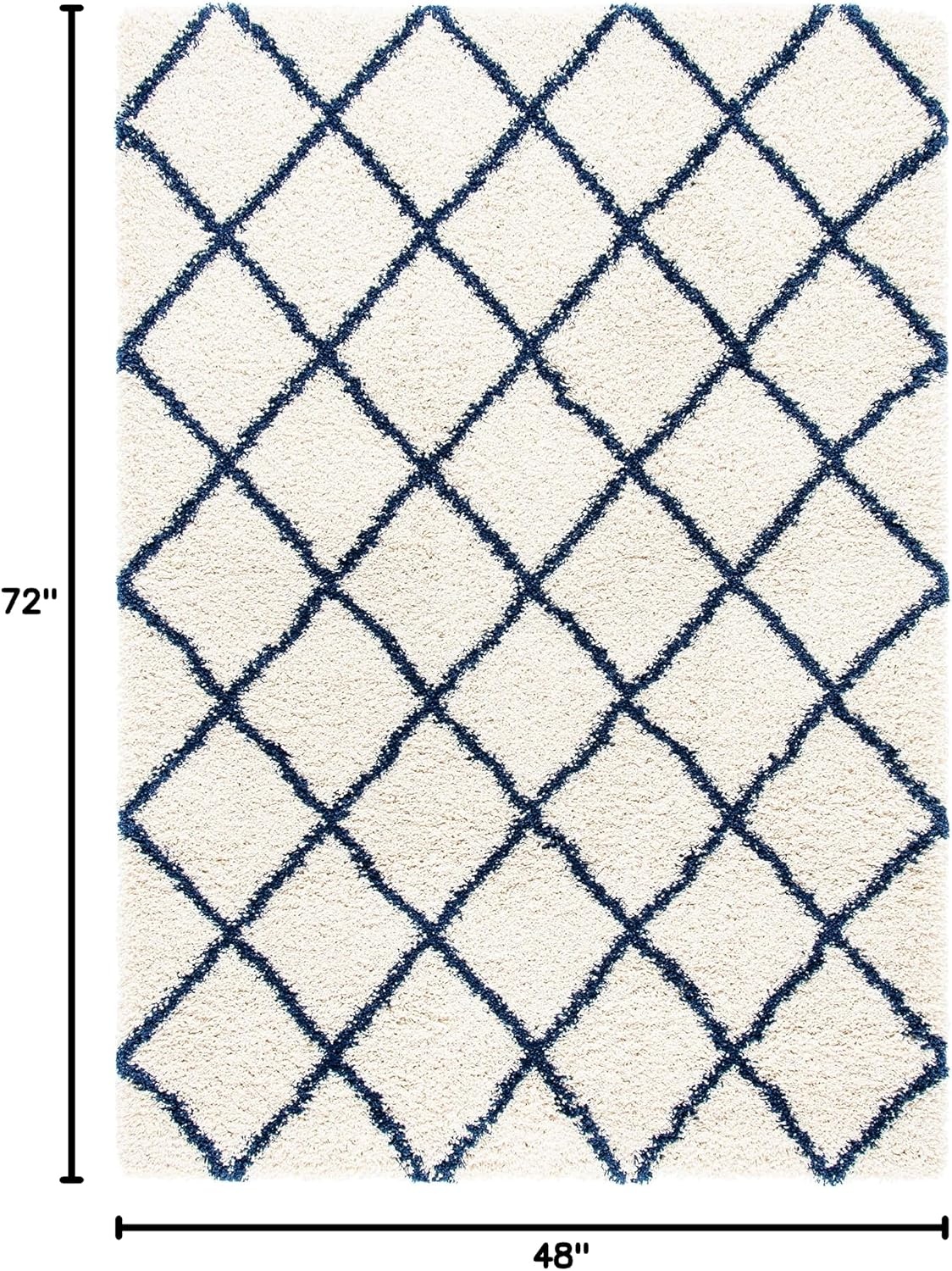 image:imageSAFAVIEH Area Rug 8x10 Hudson Shag Collection Large Ivory amp Grey Trellis Pattern NonShedding amp Easy Cleaning Ultra Plush Thick Pile Ideal for Living Room Bedroom Dining Space SGH222DIvoryNavy