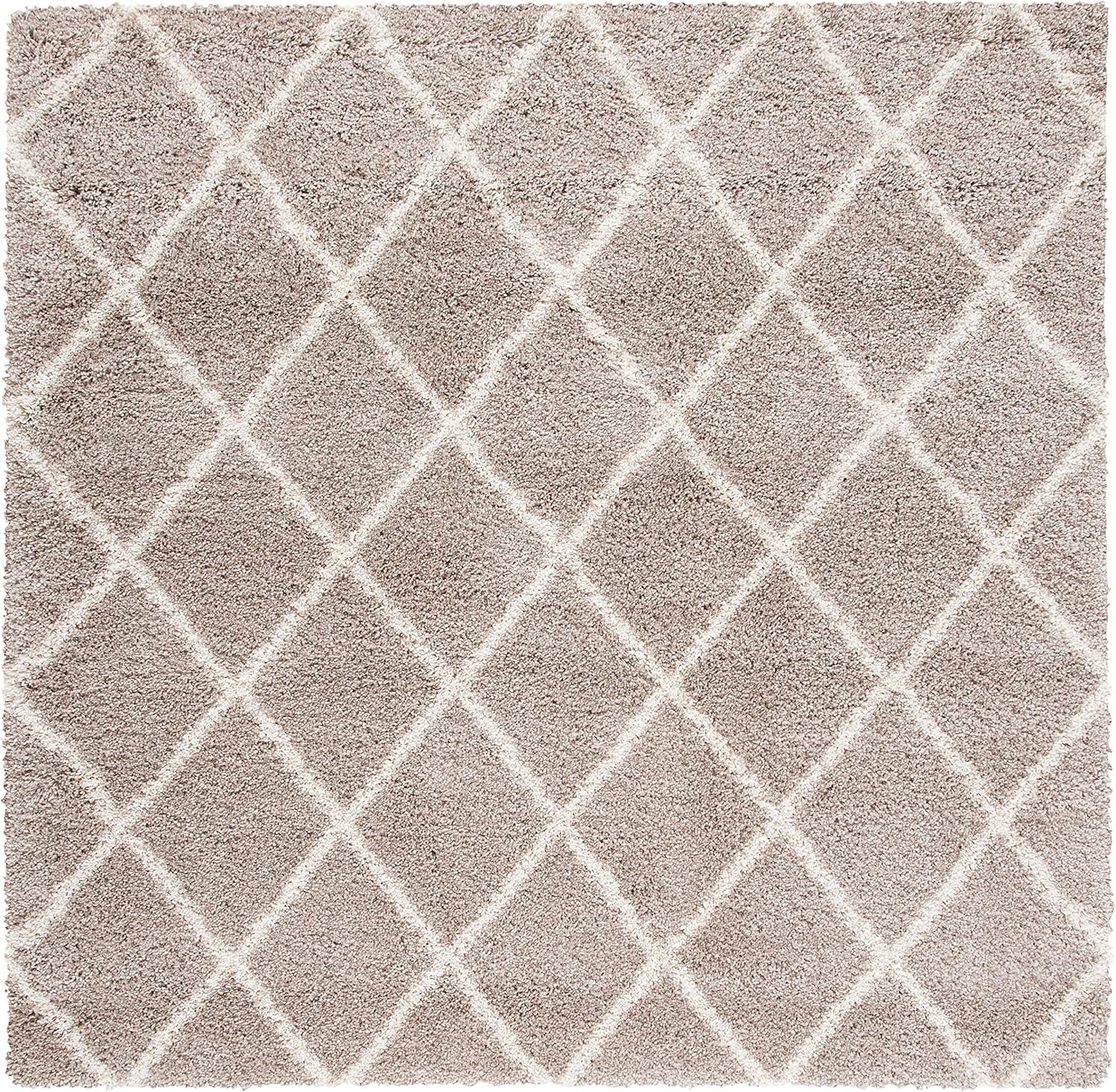 image:imageSAFAVIEH Area Rug 8x10 Hudson Shag Collection Large Ivory amp Grey Trellis Pattern NonShedding amp Easy Cleaning Ultra Plush Thick Pile Ideal for Living Room Bedroom Dining Space SGH222DBeigeIvory