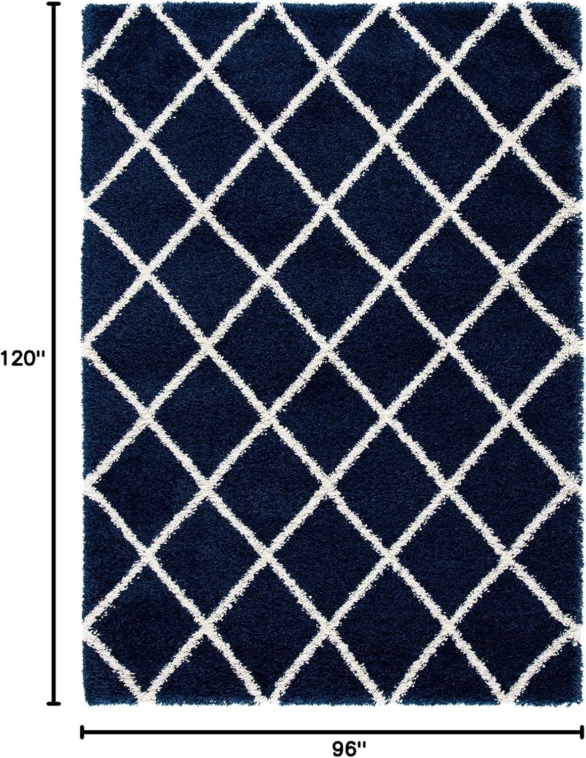 image:imageSAFAVIEH Area Rug 8x10 Hudson Shag Collection Large Ivory amp Grey Trellis Pattern NonShedding amp Easy Cleaning Ultra Plush Thick Pile Ideal for Living Room Bedroom Dining Space SGH222DNavyIvory
