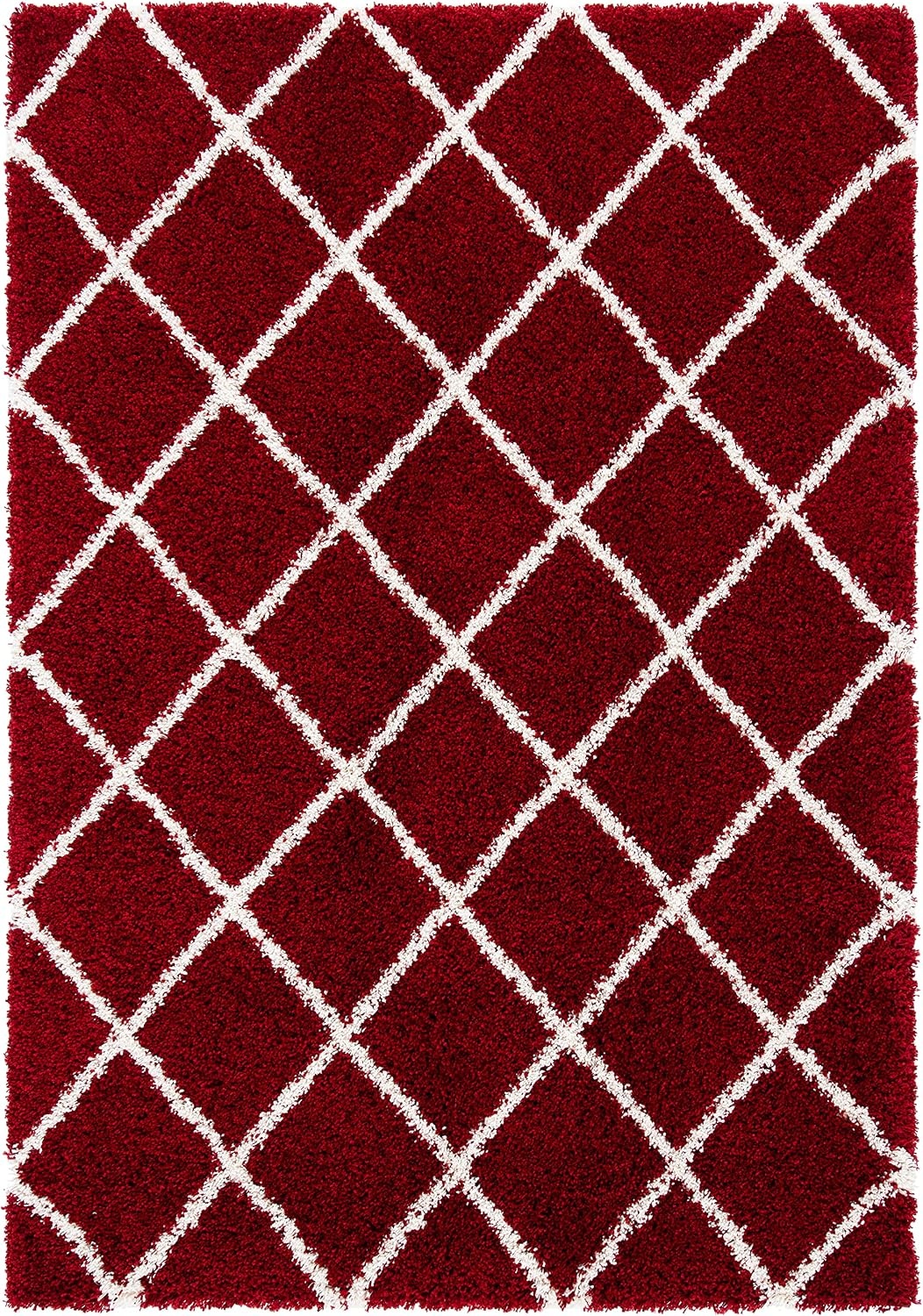 image:imageSAFAVIEH Area Rug 8x10 Hudson Shag Collection Large Ivory amp Grey Trellis Pattern NonShedding amp Easy Cleaning Ultra Plush Thick Pile Ideal for Living Room Bedroom Dining Space SGH222DRedIvory