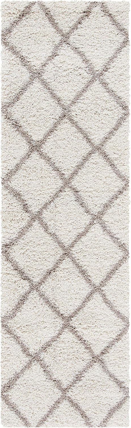 image:imageSAFAVIEH Area Rug 8x10 Hudson Shag Collection Large Ivory amp Grey Trellis Pattern NonShedding amp Easy Cleaning Ultra Plush Thick Pile Ideal for Living Room Bedroom Dining Space SGH222DIvoryBeige