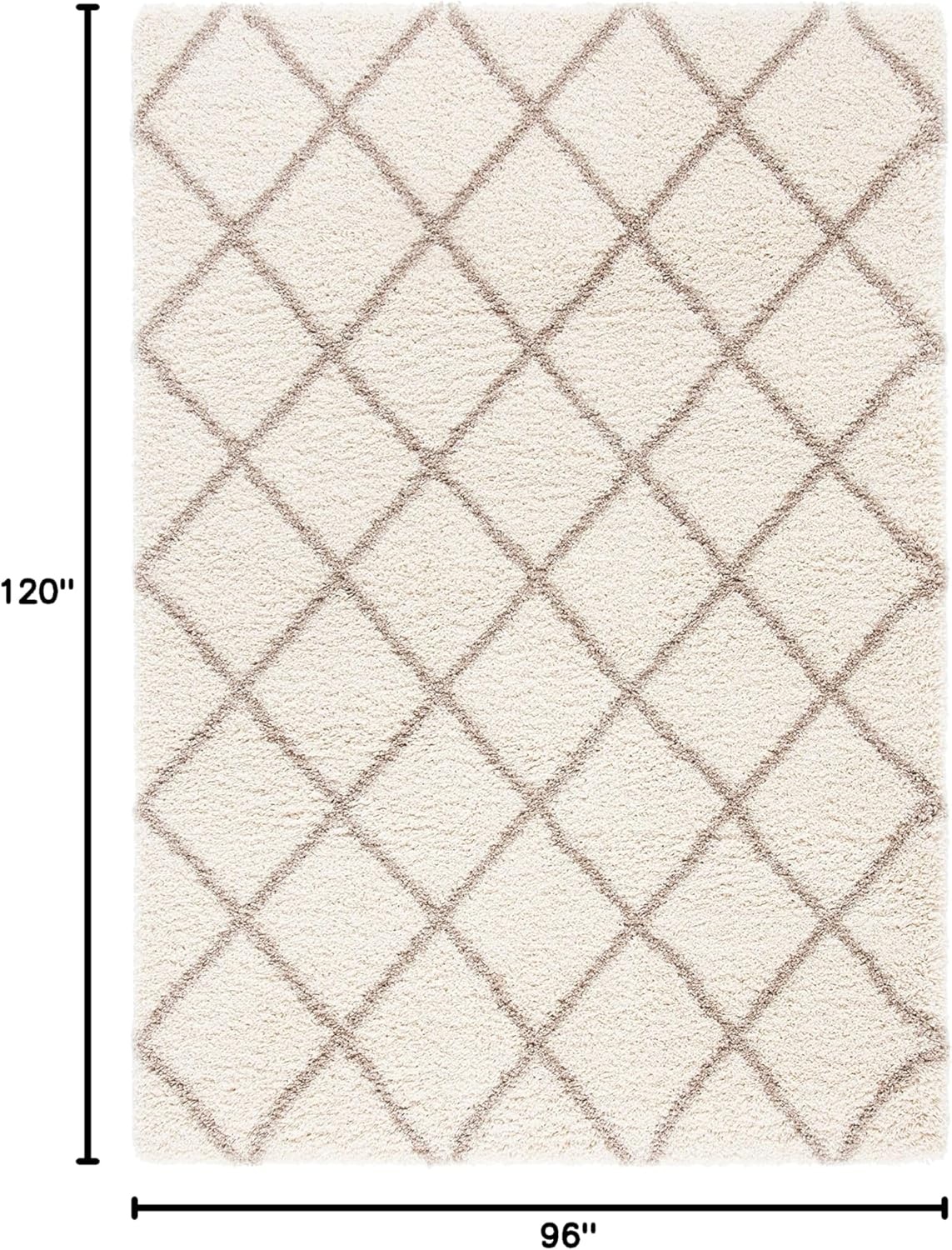 image:imageSAFAVIEH Area Rug 8x10 Hudson Shag Collection Large Ivory amp Grey Trellis Pattern NonShedding amp Easy Cleaning Ultra Plush Thick Pile Ideal for Living Room Bedroom Dining Space SGH222DIvoryBeige