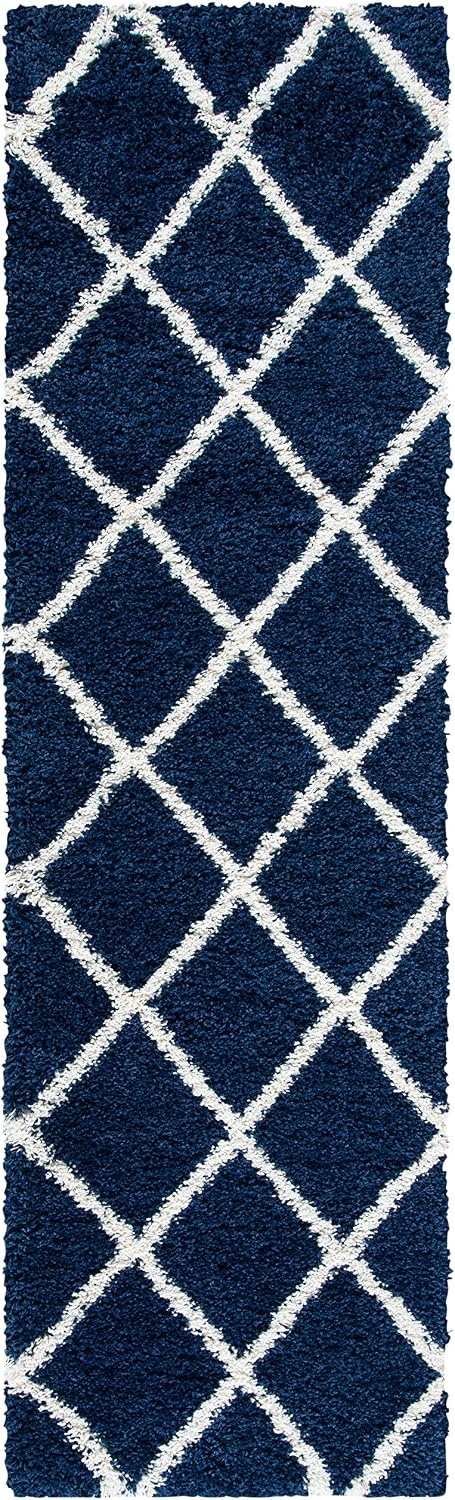 image:imageSAFAVIEH Area Rug 8x10 Hudson Shag Collection Large Ivory amp Grey Trellis Pattern NonShedding amp Easy Cleaning Ultra Plush Thick Pile Ideal for Living Room Bedroom Dining Space SGH222DNavyIvory