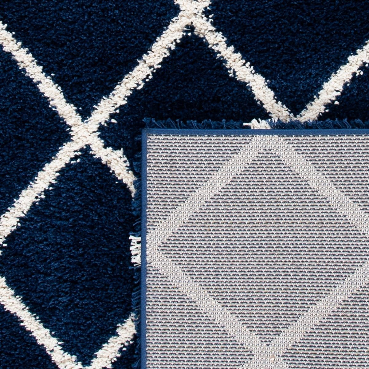 image:imageSAFAVIEH Area Rug 8x10 Hudson Shag Collection Large Ivory amp Grey Trellis Pattern NonShedding amp Easy Cleaning Ultra Plush Thick Pile Ideal for Living Room Bedroom Dining Space SGH222DNavyIvory