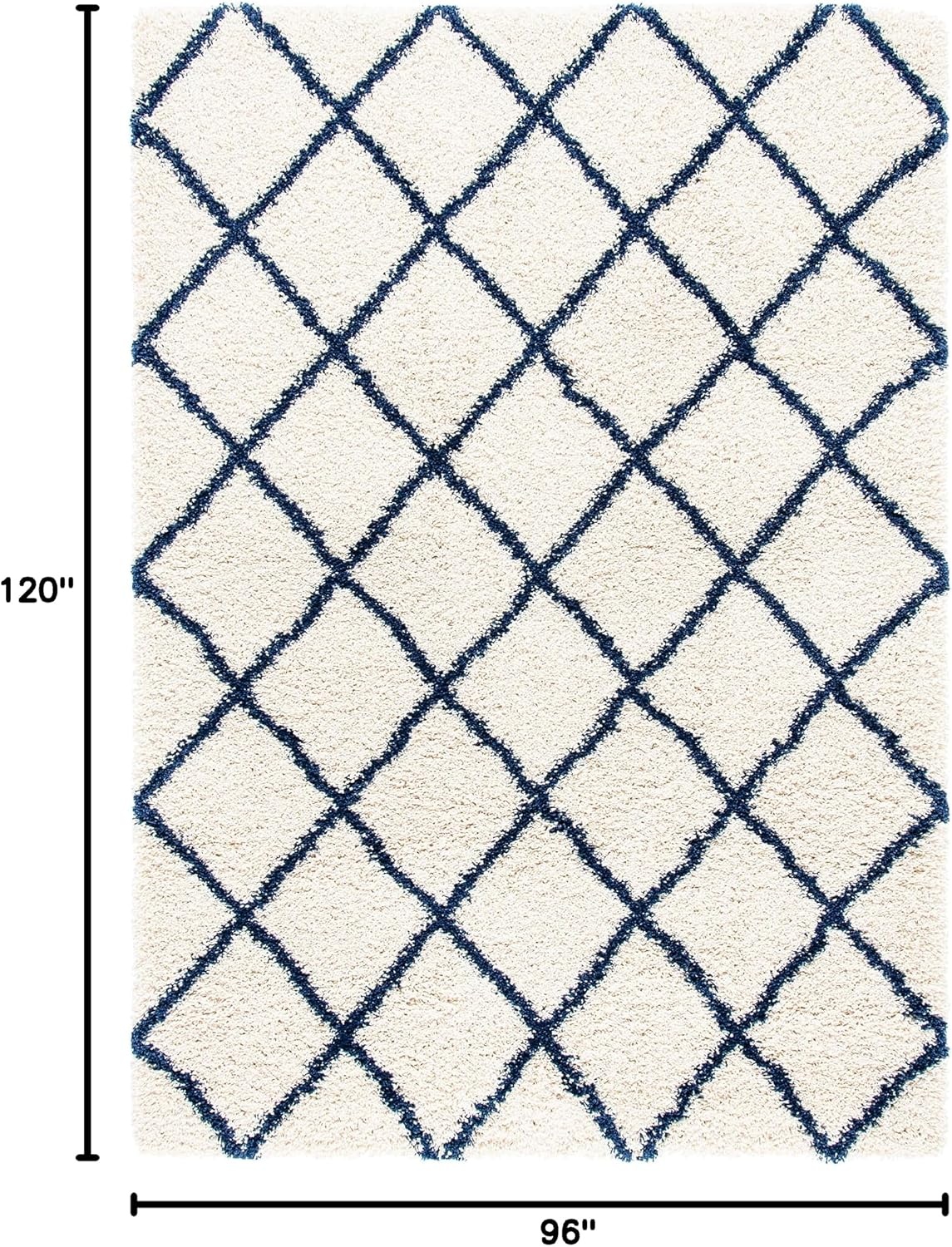 image:imageSAFAVIEH Area Rug 8x10 Hudson Shag Collection Large Ivory amp Grey Trellis Pattern NonShedding amp Easy Cleaning Ultra Plush Thick Pile Ideal for Living Room Bedroom Dining Space SGH222DIvoryDark Grey