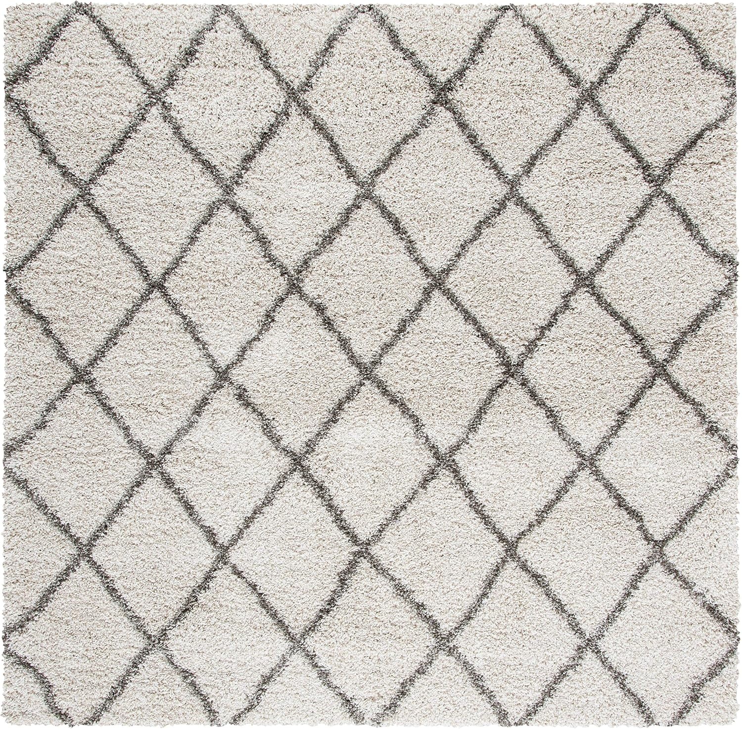 image:imageSAFAVIEH Area Rug 8x10 Hudson Shag Collection Large Ivory amp Grey Trellis Pattern NonShedding amp Easy Cleaning Ultra Plush Thick Pile Ideal for Living Room Bedroom Dining Space SGH222DIvoryGrey