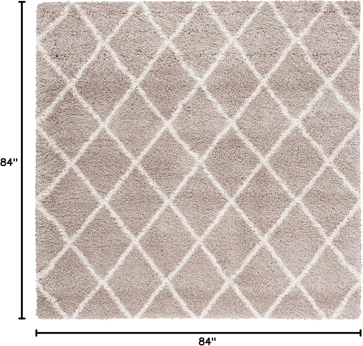 image:imageSAFAVIEH Area Rug 8x10 Hudson Shag Collection Large Ivory amp Grey Trellis Pattern NonShedding amp Easy Cleaning Ultra Plush Thick Pile Ideal for Living Room Bedroom Dining Space SGH222DBeigeIvory