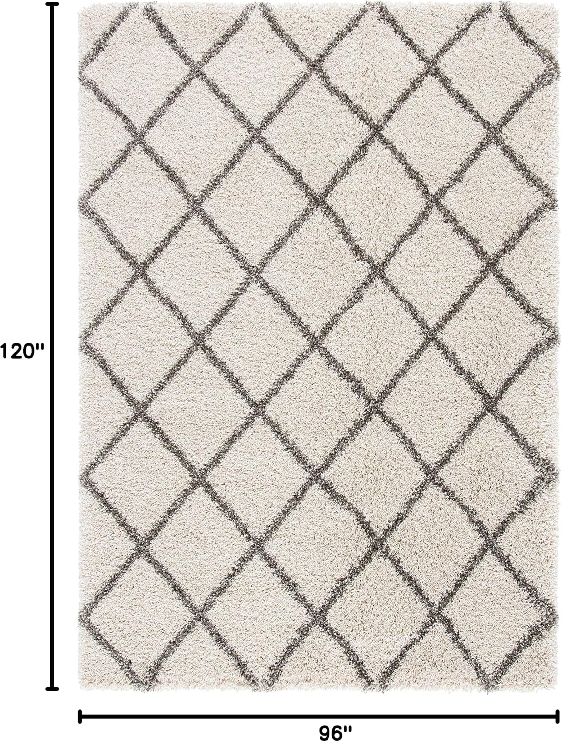 image:imageSAFAVIEH Area Rug 8x10 Hudson Shag Collection Large Ivory amp Grey Trellis Pattern NonShedding amp Easy Cleaning Ultra Plush Thick Pile Ideal for Living Room Bedroom Dining Space SGH222DIvoryGrey
