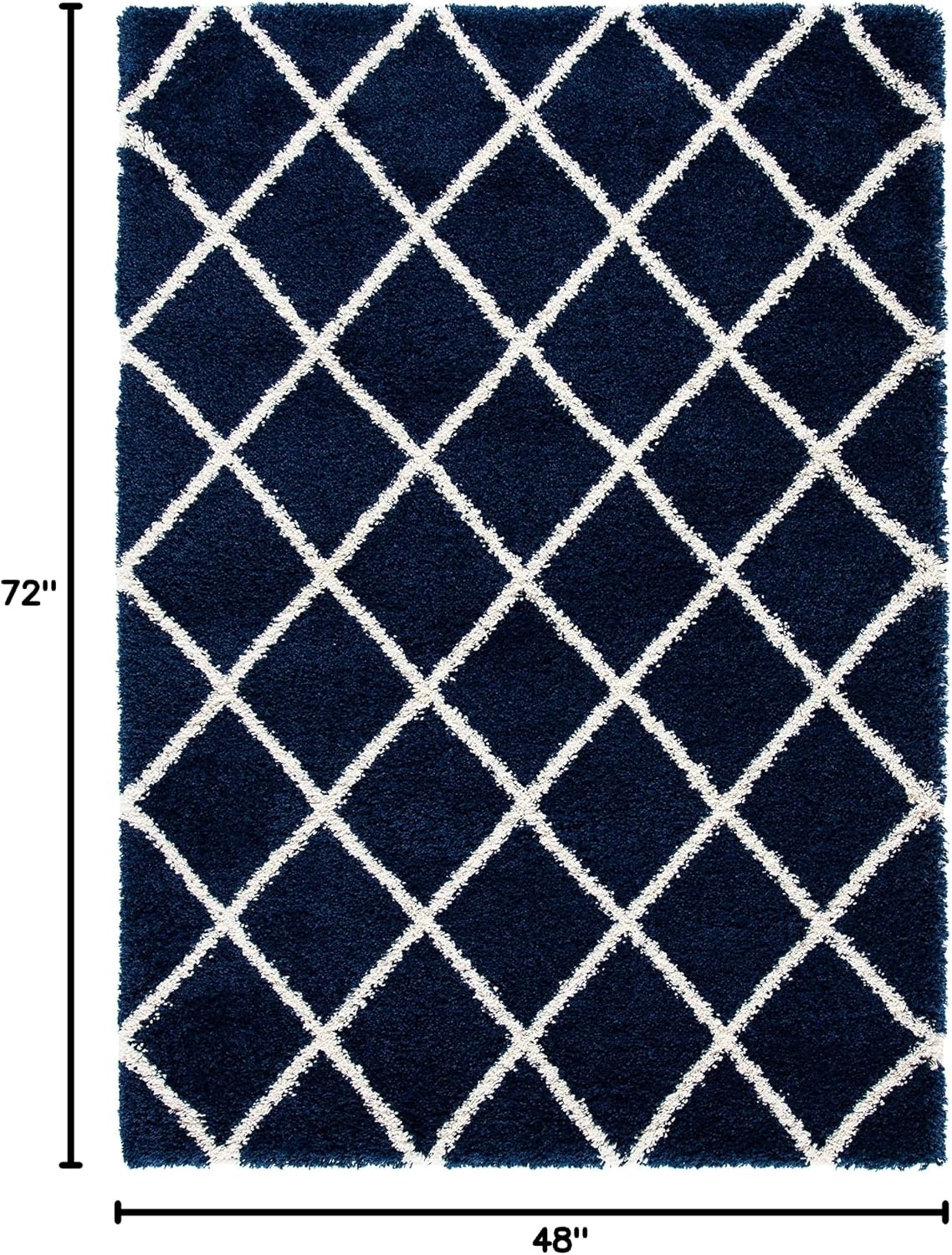 image:imageSAFAVIEH Area Rug 8x10 Hudson Shag Collection Large Ivory amp Grey Trellis Pattern NonShedding amp Easy Cleaning Ultra Plush Thick Pile Ideal for Living Room Bedroom Dining Space SGH222DNavyIvory