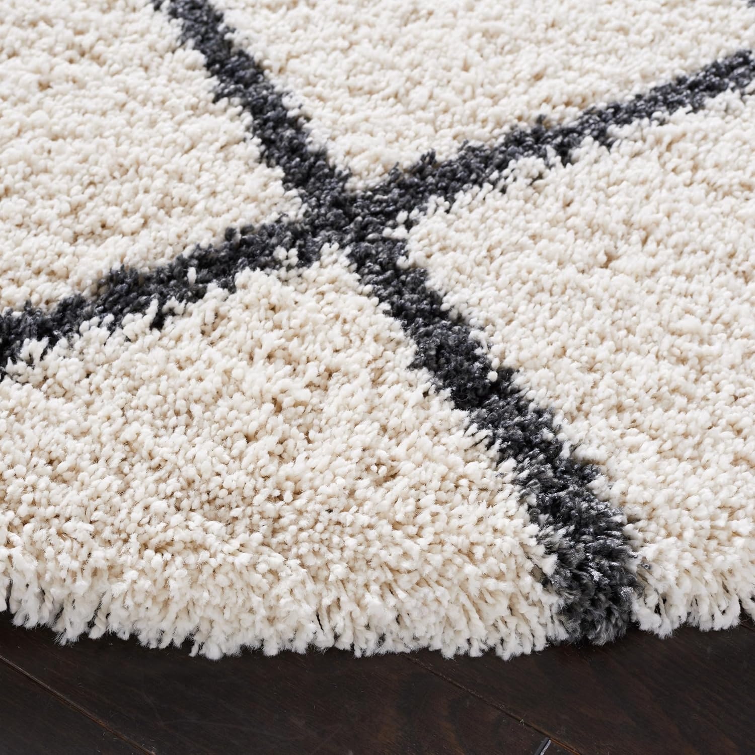 image:imageSAFAVIEH Area Rug 8x10 Hudson Shag Collection Large Ivory amp Grey Trellis Pattern NonShedding amp Easy Cleaning Ultra Plush Thick Pile Ideal for Living Room Bedroom Dining Space SGH222DIvoryDark Grey