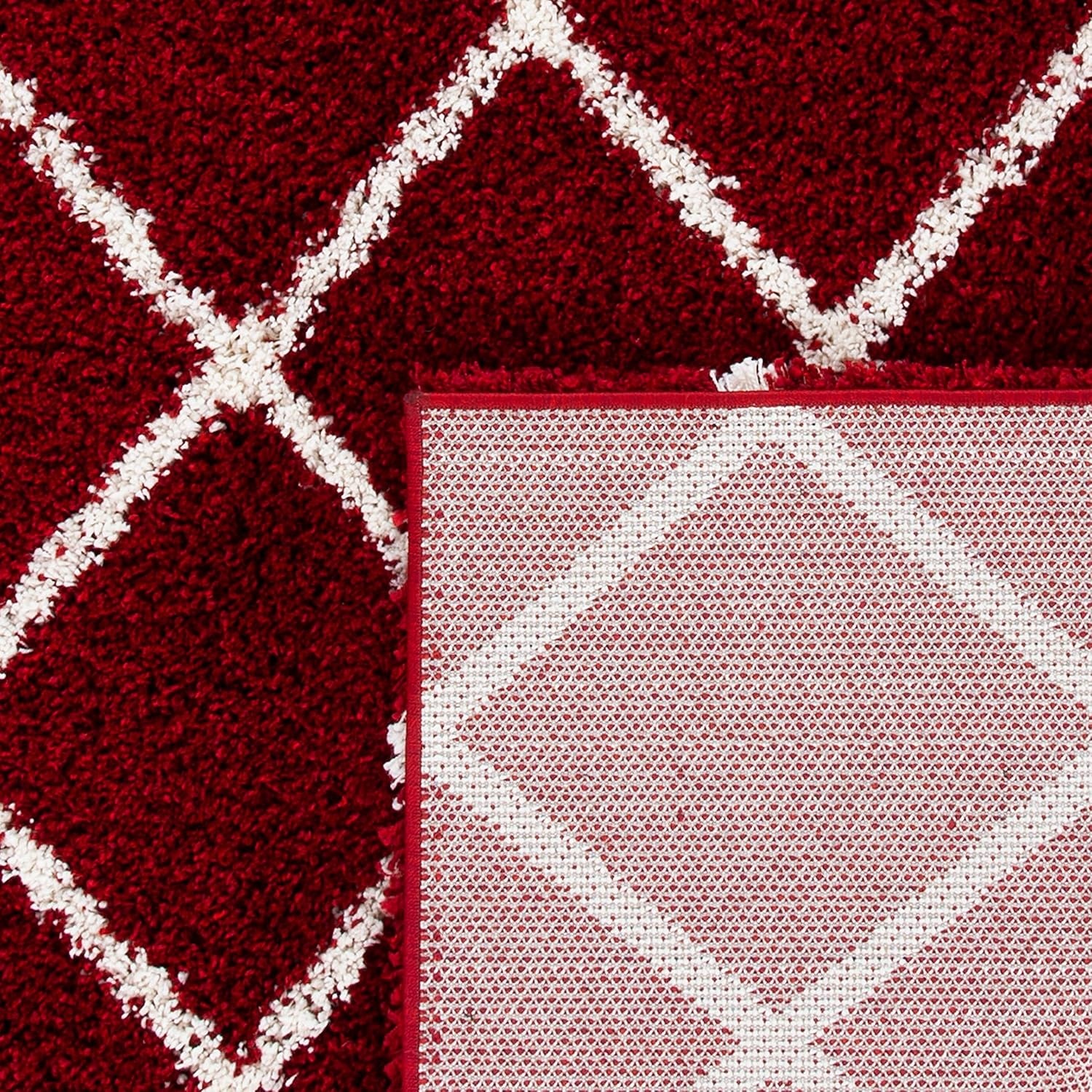 image:imageSAFAVIEH Area Rug 8x10 Hudson Shag Collection Large Ivory amp Grey Trellis Pattern NonShedding amp Easy Cleaning Ultra Plush Thick Pile Ideal for Living Room Bedroom Dining Space SGH222DRedIvory