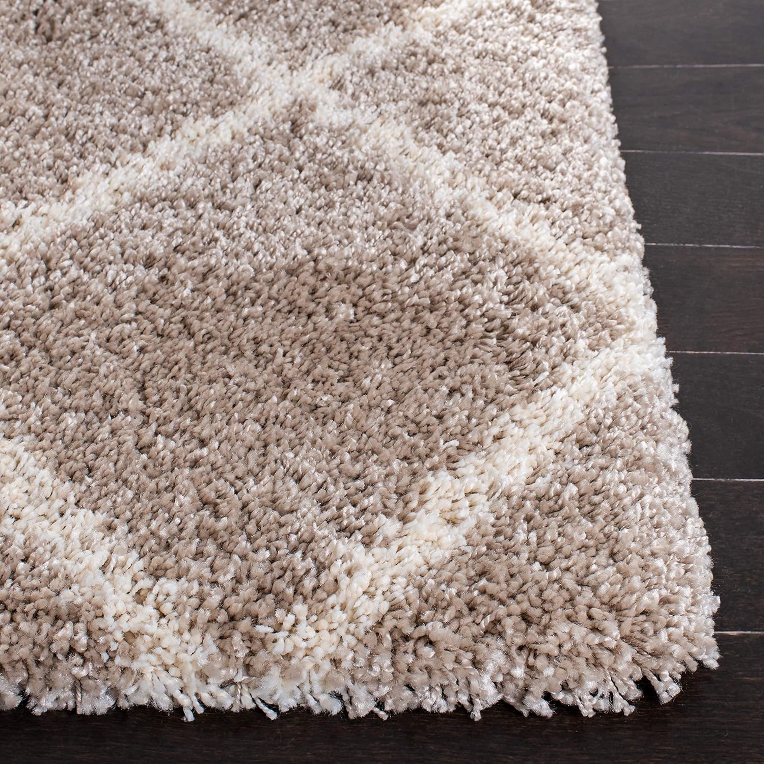 image:imageSAFAVIEH Area Rug 8x10 Hudson Shag Collection Large Ivory amp Grey Trellis Pattern NonShedding amp Easy Cleaning Ultra Plush Thick Pile Ideal for Living Room Bedroom Dining Space SGH222DBeigeIvory