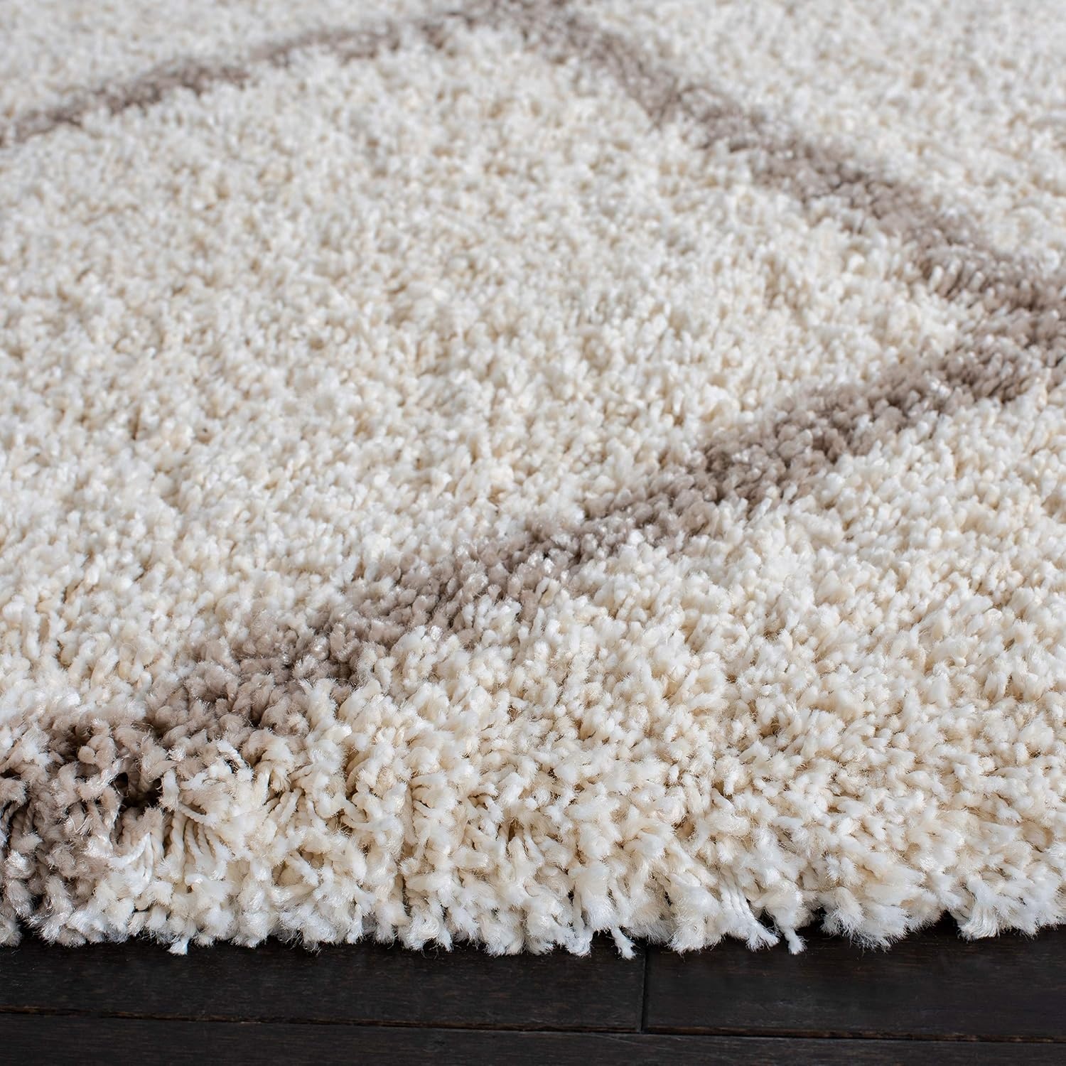 image:imageSAFAVIEH Area Rug 8x10 Hudson Shag Collection Large Ivory amp Grey Trellis Pattern NonShedding amp Easy Cleaning Ultra Plush Thick Pile Ideal for Living Room Bedroom Dining Space SGH222DIvoryBeige