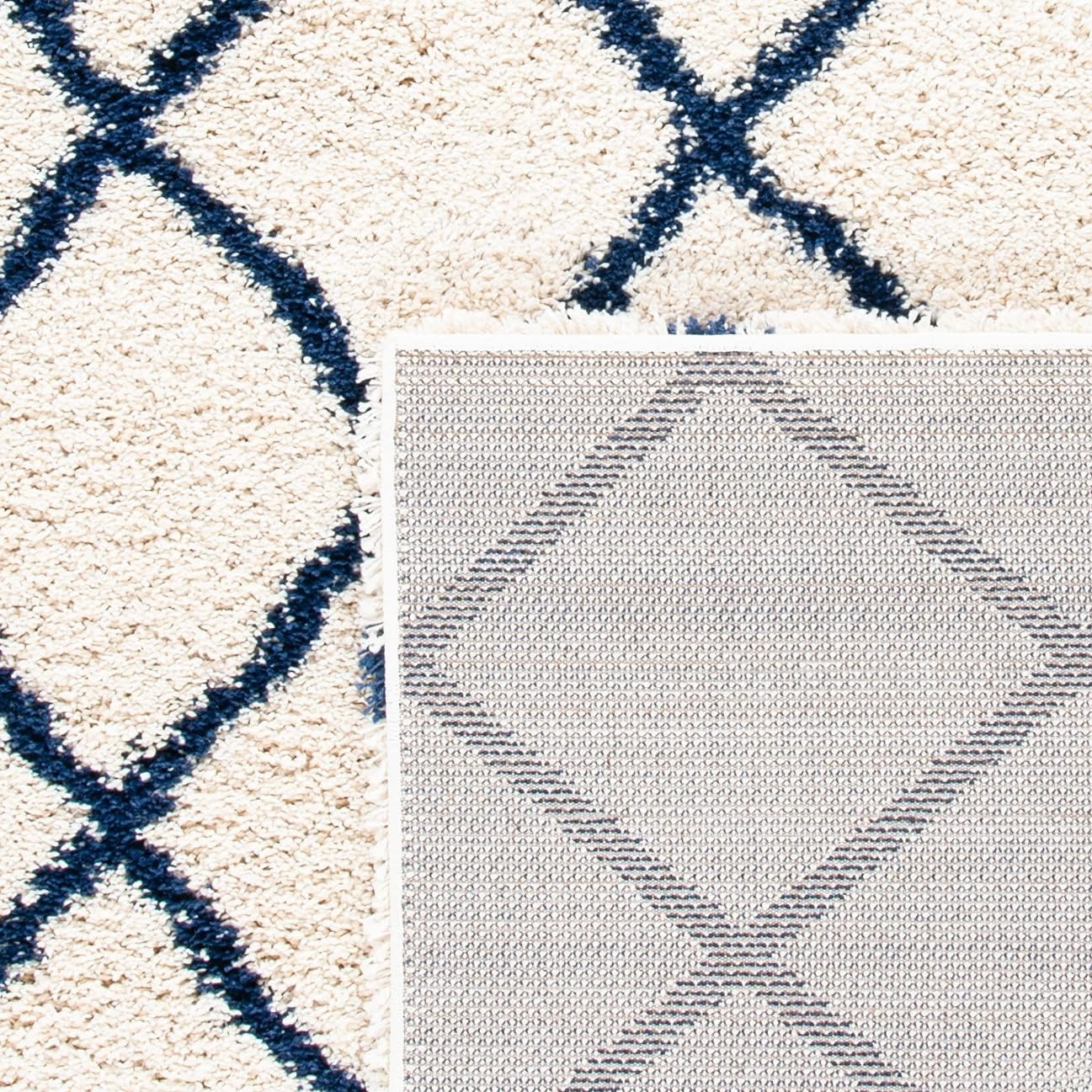 image:imageSAFAVIEH Area Rug 8x10 Hudson Shag Collection Large Ivory amp Grey Trellis Pattern NonShedding amp Easy Cleaning Ultra Plush Thick Pile Ideal for Living Room Bedroom Dining Space SGH222DIvoryDark Grey