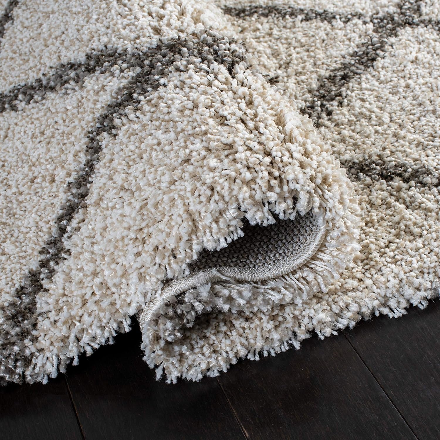image:imageSAFAVIEH Area Rug 8x10 Hudson Shag Collection Large Ivory amp Grey Trellis Pattern NonShedding amp Easy Cleaning Ultra Plush Thick Pile Ideal for Living Room Bedroom Dining Space SGH222DIvoryGrey