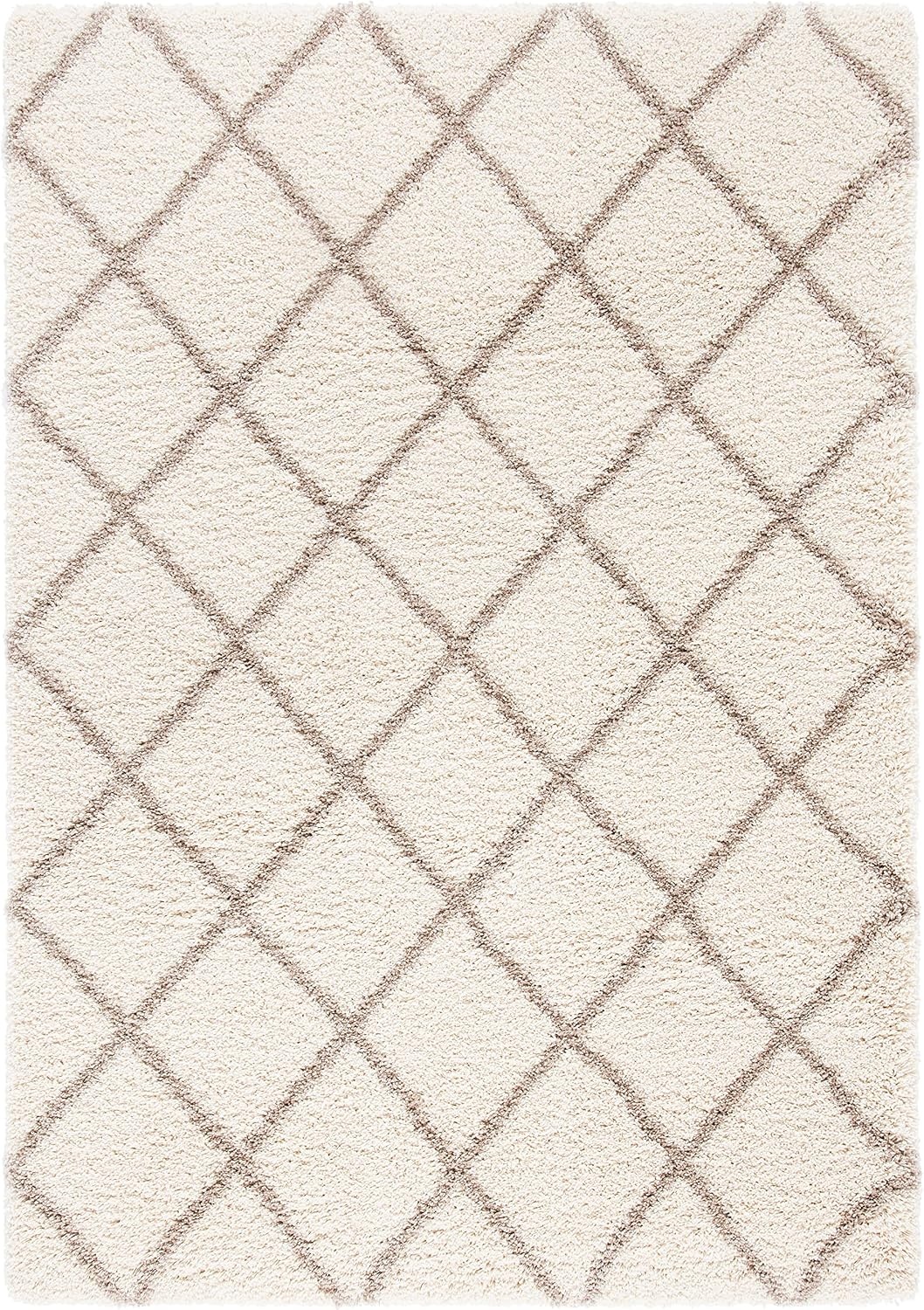 image:imageSAFAVIEH Area Rug 8x10 Hudson Shag Collection Large Ivory amp Grey Trellis Pattern NonShedding amp Easy Cleaning Ultra Plush Thick Pile Ideal for Living Room Bedroom Dining Space SGH222DIvoryBeige