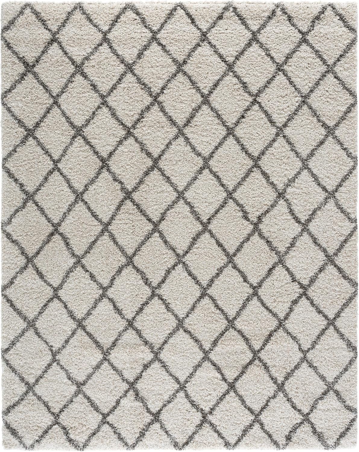 image:imageSAFAVIEH Area Rug 8x10 Hudson Shag Collection Large Ivory amp Grey Trellis Pattern NonShedding amp Easy Cleaning Ultra Plush Thick Pile Ideal for Living Room Bedroom Dining Space SGH222DIvoryGrey