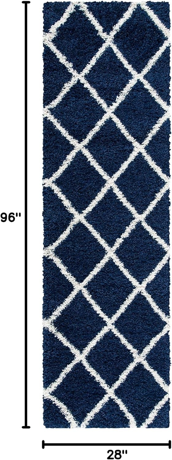 image:imageSAFAVIEH Area Rug 8x10 Hudson Shag Collection Large Ivory amp Grey Trellis Pattern NonShedding amp Easy Cleaning Ultra Plush Thick Pile Ideal for Living Room Bedroom Dining Space SGH222DNavyIvory