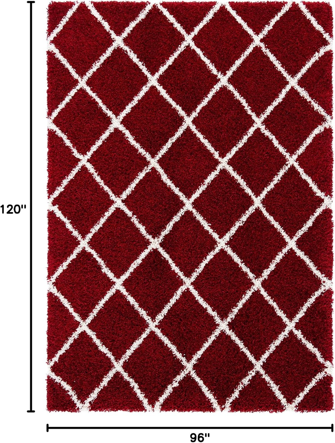 image:imageSAFAVIEH Area Rug 8x10 Hudson Shag Collection Large Ivory amp Grey Trellis Pattern NonShedding amp Easy Cleaning Ultra Plush Thick Pile Ideal for Living Room Bedroom Dining Space SGH222DRedIvory