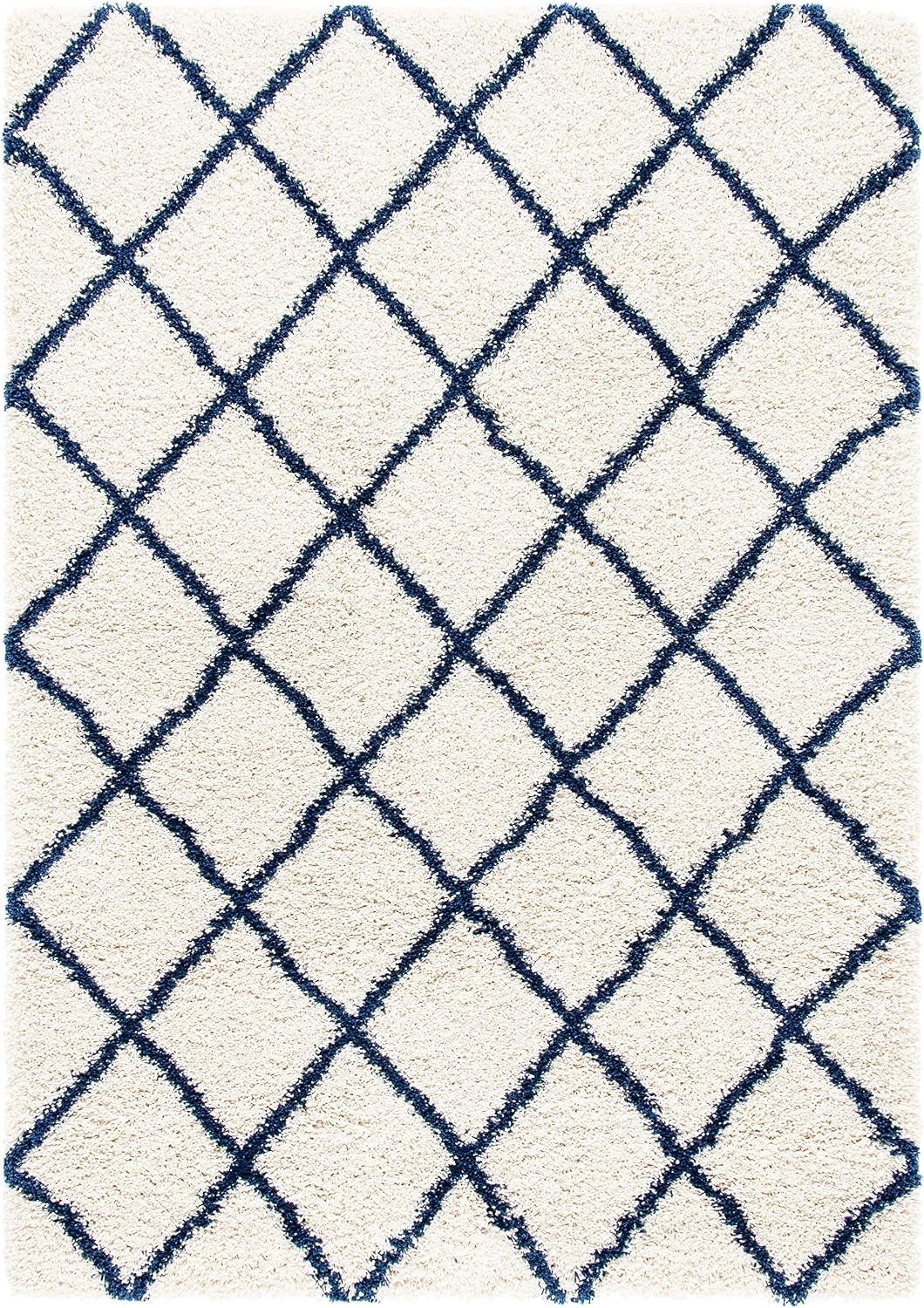 image:imageSAFAVIEH Area Rug 8x10 Hudson Shag Collection Large Ivory amp Grey Trellis Pattern NonShedding amp Easy Cleaning Ultra Plush Thick Pile Ideal for Living Room Bedroom Dining Space SGH222DIvoryNavy