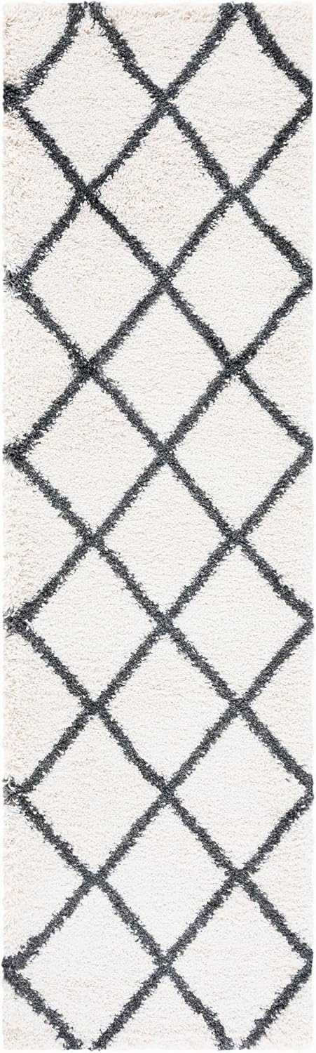 image:imageSAFAVIEH Area Rug 8x10 Hudson Shag Collection Large Ivory amp Grey Trellis Pattern NonShedding amp Easy Cleaning Ultra Plush Thick Pile Ideal for Living Room Bedroom Dining Space SGH222DIvoryDark Grey