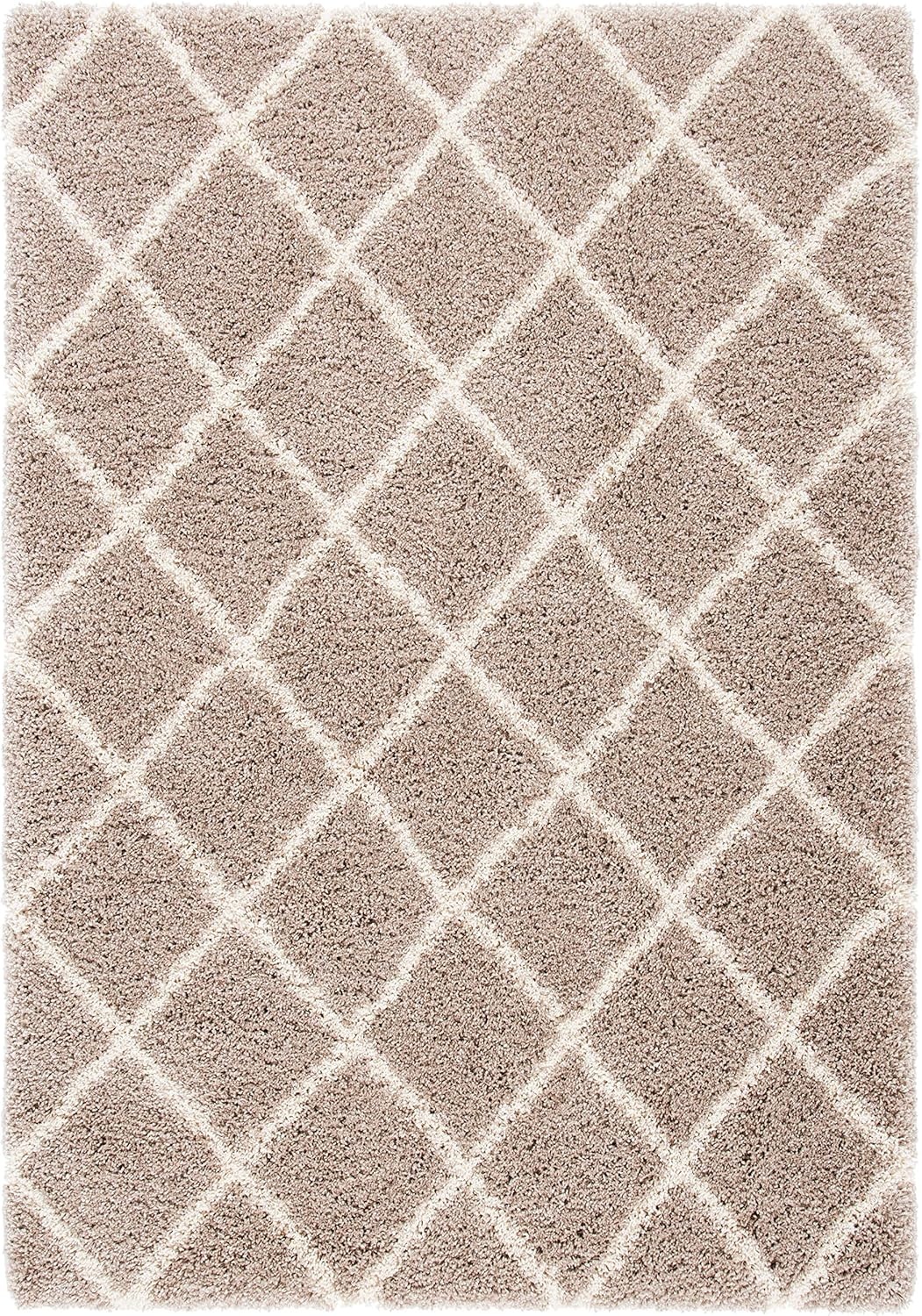 image:imageSAFAVIEH Area Rug 8x10 Hudson Shag Collection Large Ivory amp Grey Trellis Pattern NonShedding amp Easy Cleaning Ultra Plush Thick Pile Ideal for Living Room Bedroom Dining Space SGH222DBeigeIvory