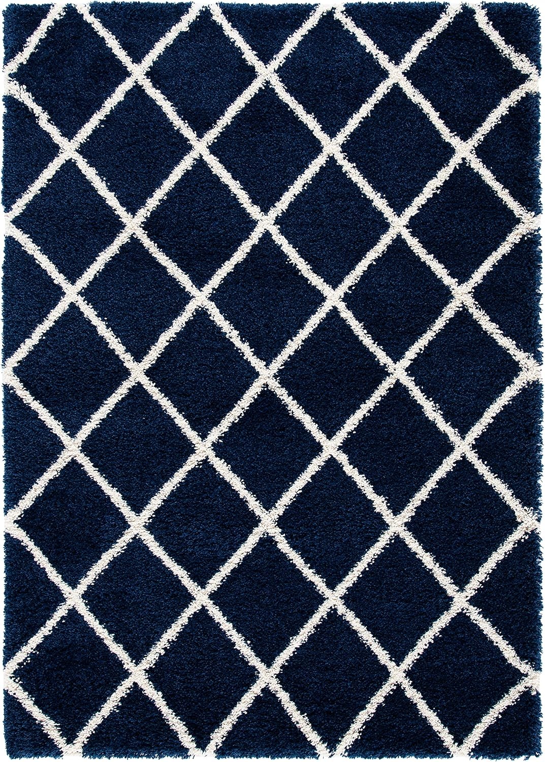image:imageSAFAVIEH Area Rug 8x10 Hudson Shag Collection Large Ivory amp Grey Trellis Pattern NonShedding amp Easy Cleaning Ultra Plush Thick Pile Ideal for Living Room Bedroom Dining Space SGH222DNavyIvory