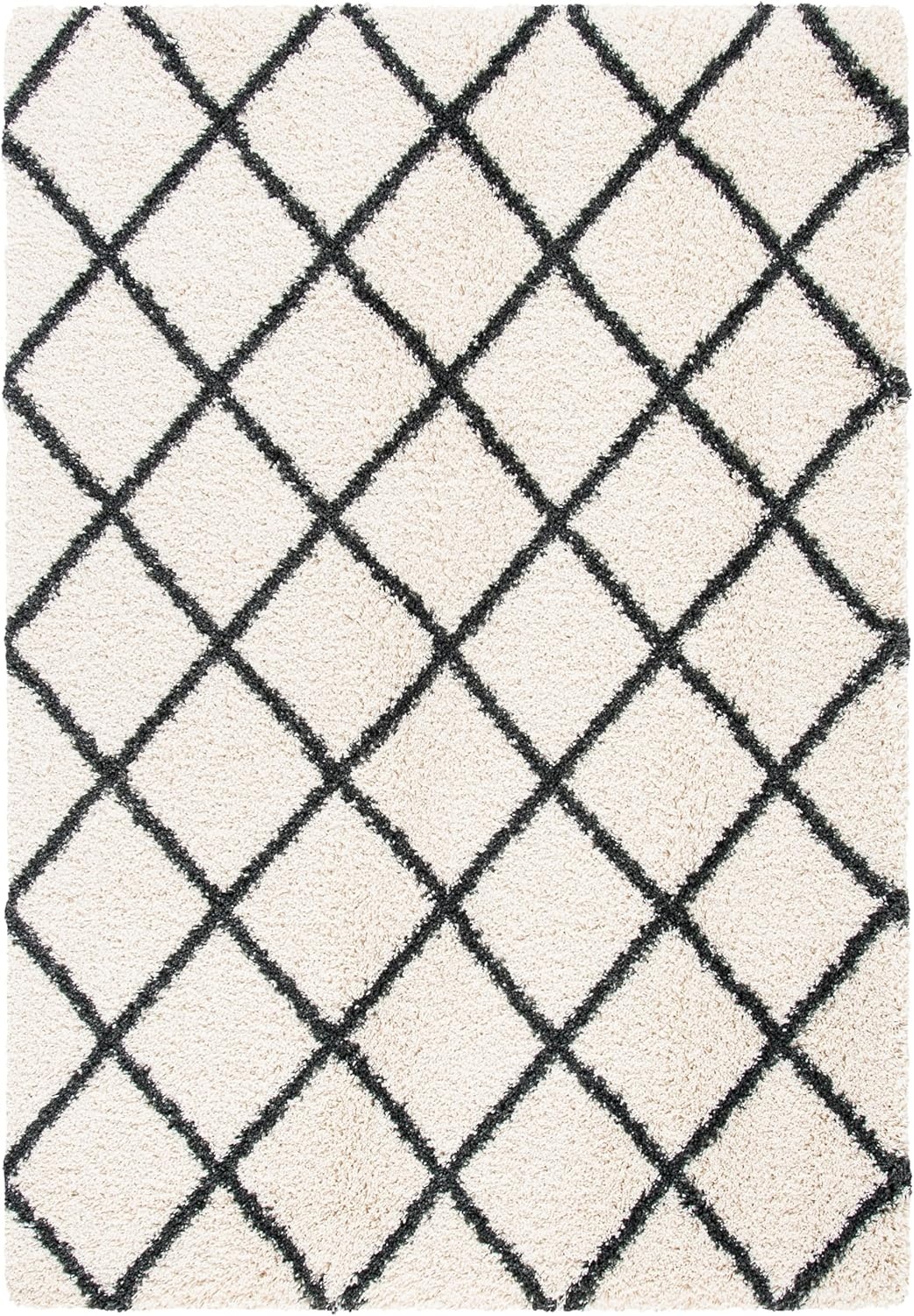 image:imageSAFAVIEH Area Rug 8x10 Hudson Shag Collection Large Ivory amp Grey Trellis Pattern NonShedding amp Easy Cleaning Ultra Plush Thick Pile Ideal for Living Room Bedroom Dining Space SGH222DIvoryDark Grey