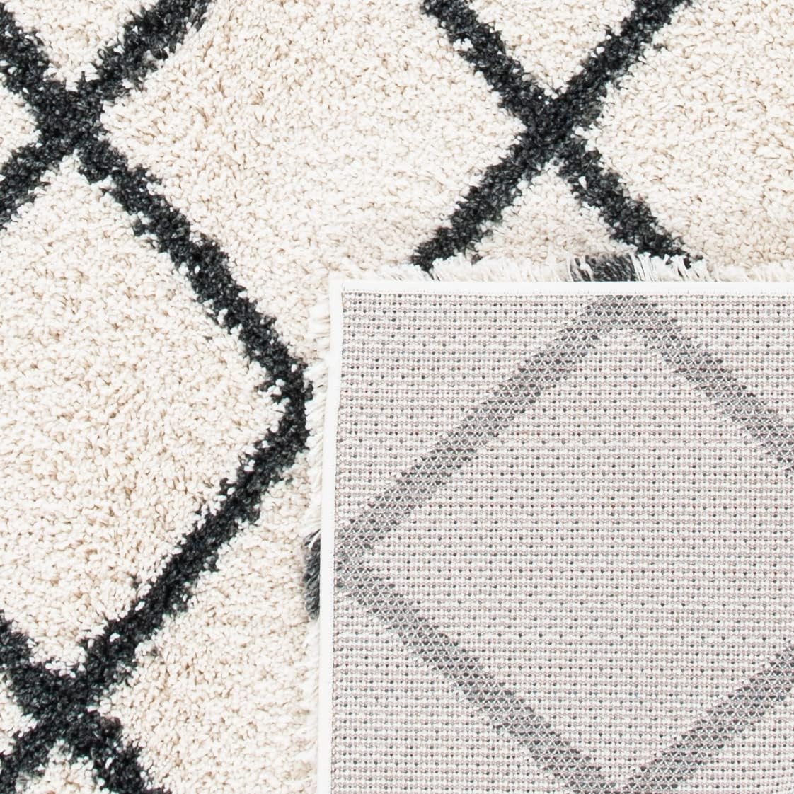 image:imageSAFAVIEH Area Rug 8x10 Hudson Shag Collection Large Ivory amp Grey Trellis Pattern NonShedding amp Easy Cleaning Ultra Plush Thick Pile Ideal for Living Room Bedroom Dining Space SGH222DIvoryDark Grey